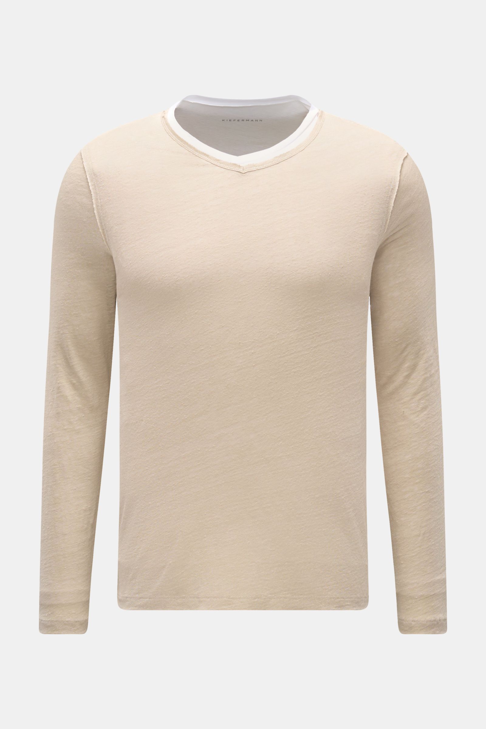 Kiefermann Linen V-neck long sleeve 'Florianis' sand