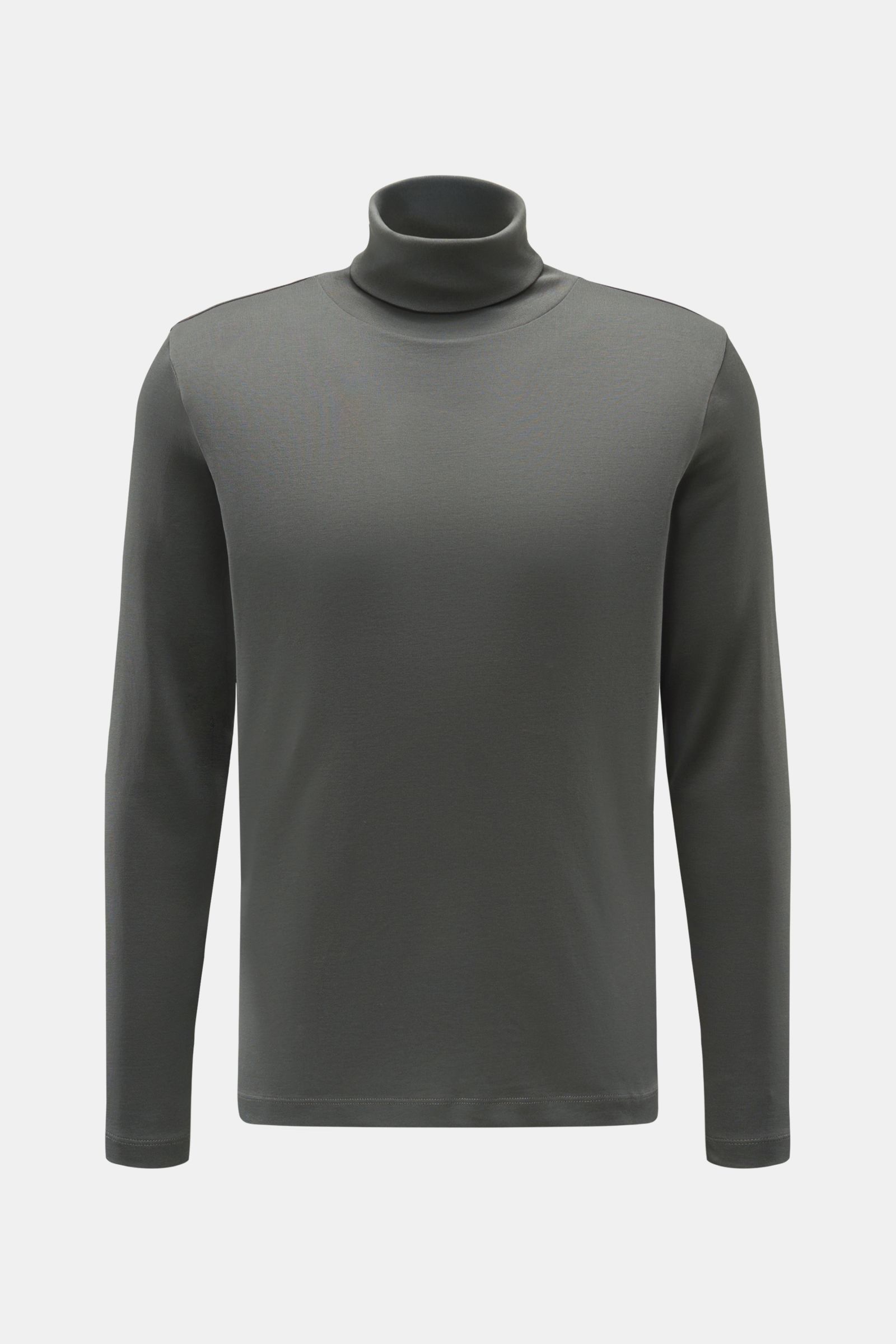 Stefan Brandt Rollkragen-Longsleeve 'Eli' dunkelgrau, slim fit, weicher Pima-Baumwoll-Jersey, Frontfoto, klarer Schnitt, Rollkragen.