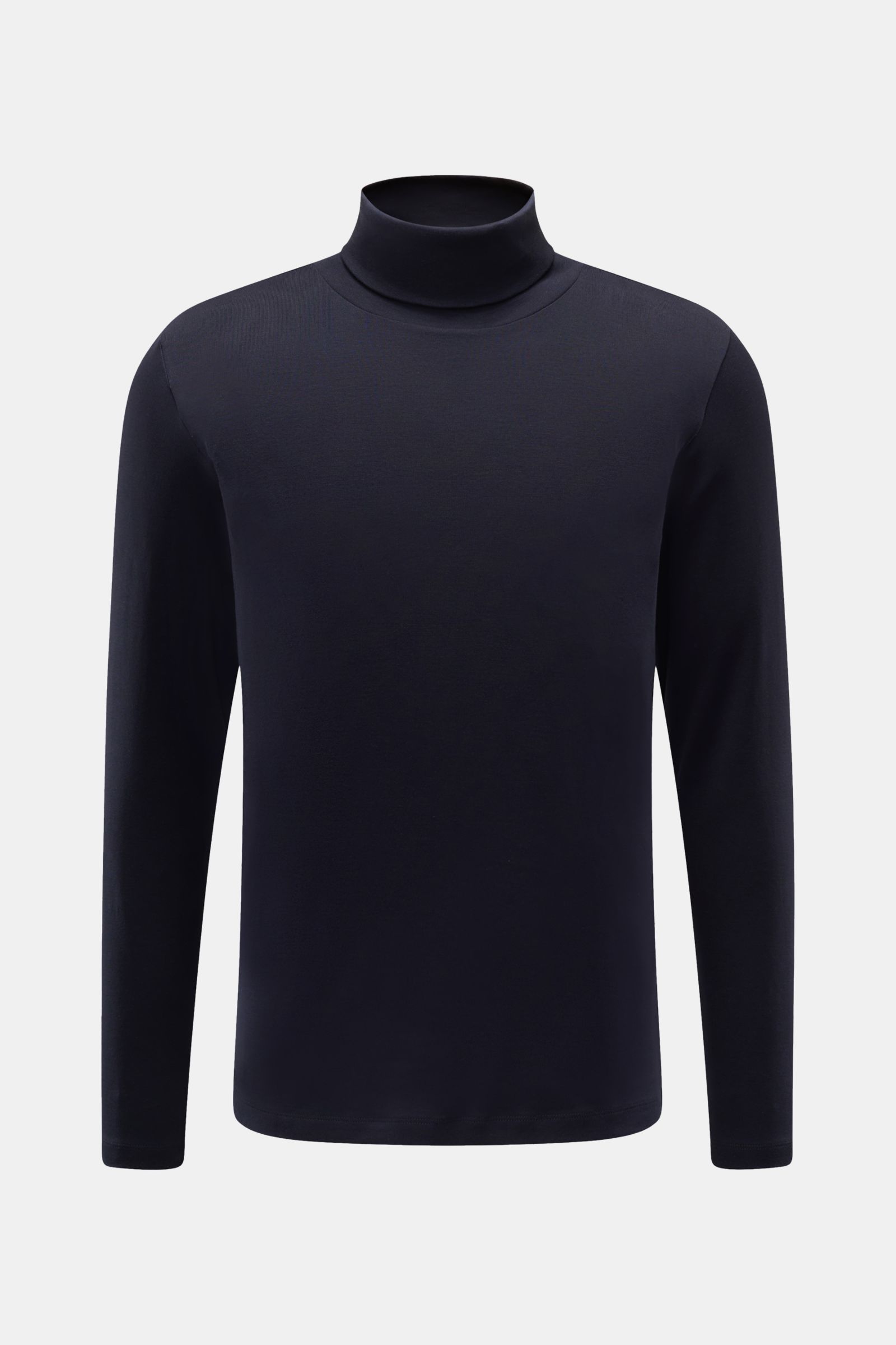 Front-facing view of Stefan Brandt Turtleneck long sleeve 'Eli' dark navy in soft pure Pima cotton jersey, slim fit with turtleneck.