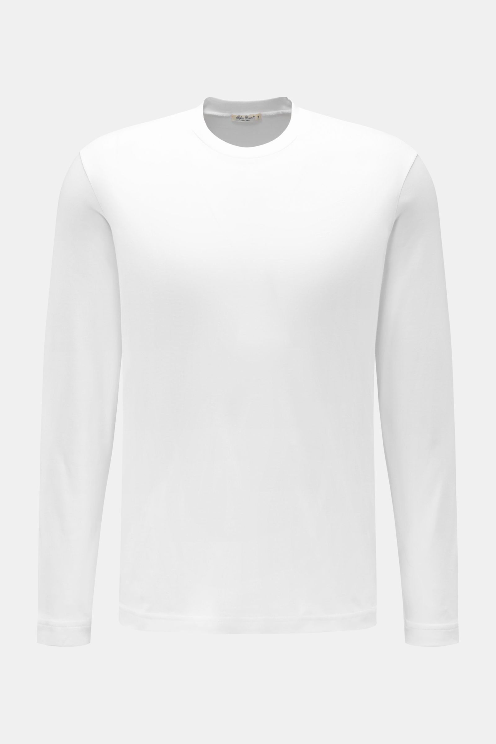 Stefan Brandt Rundhals-Longsleeve 'Sea Island Eli' weiß, Slim Fit, Jersey aus reiner Sea-Island-Baumwolle, weicher Griff, Frontansicht.