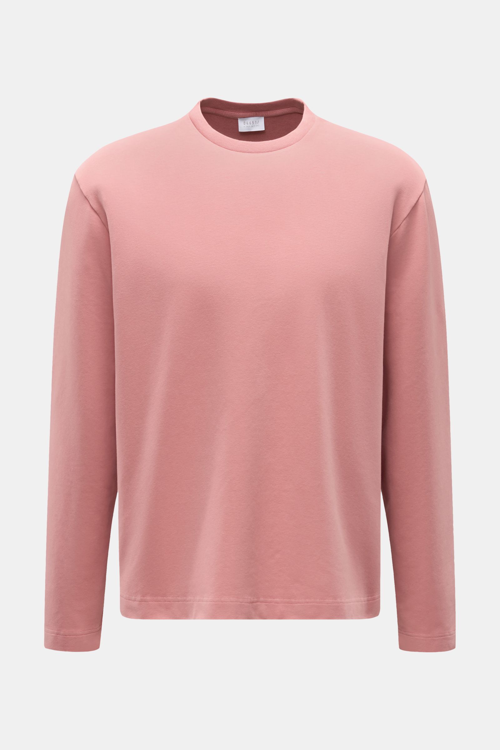 04651/ A trip in a bag Rundhals-Longsleeve 'If Tee' altrosa, Frontansicht, oversized Fit, elastische Baumwolle, weicher Griff, Weblabel seitlich