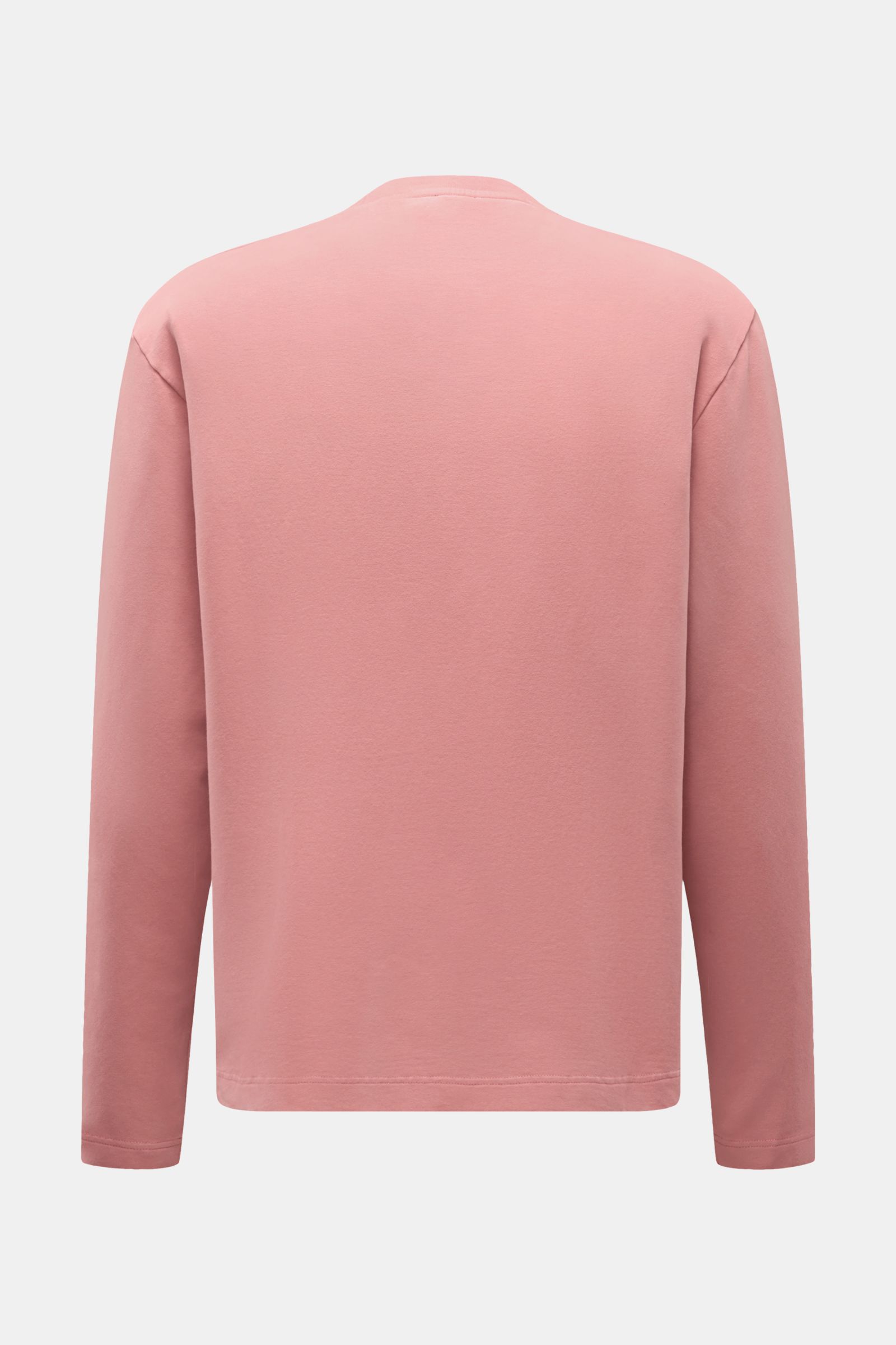 04651/ A trip in a bag Rundhals-Longsleeve 'If Tee' altrosa, Rückansicht, oversized Fit, elastische Baumwolle, weicher Griff, Weblabel seitlich.