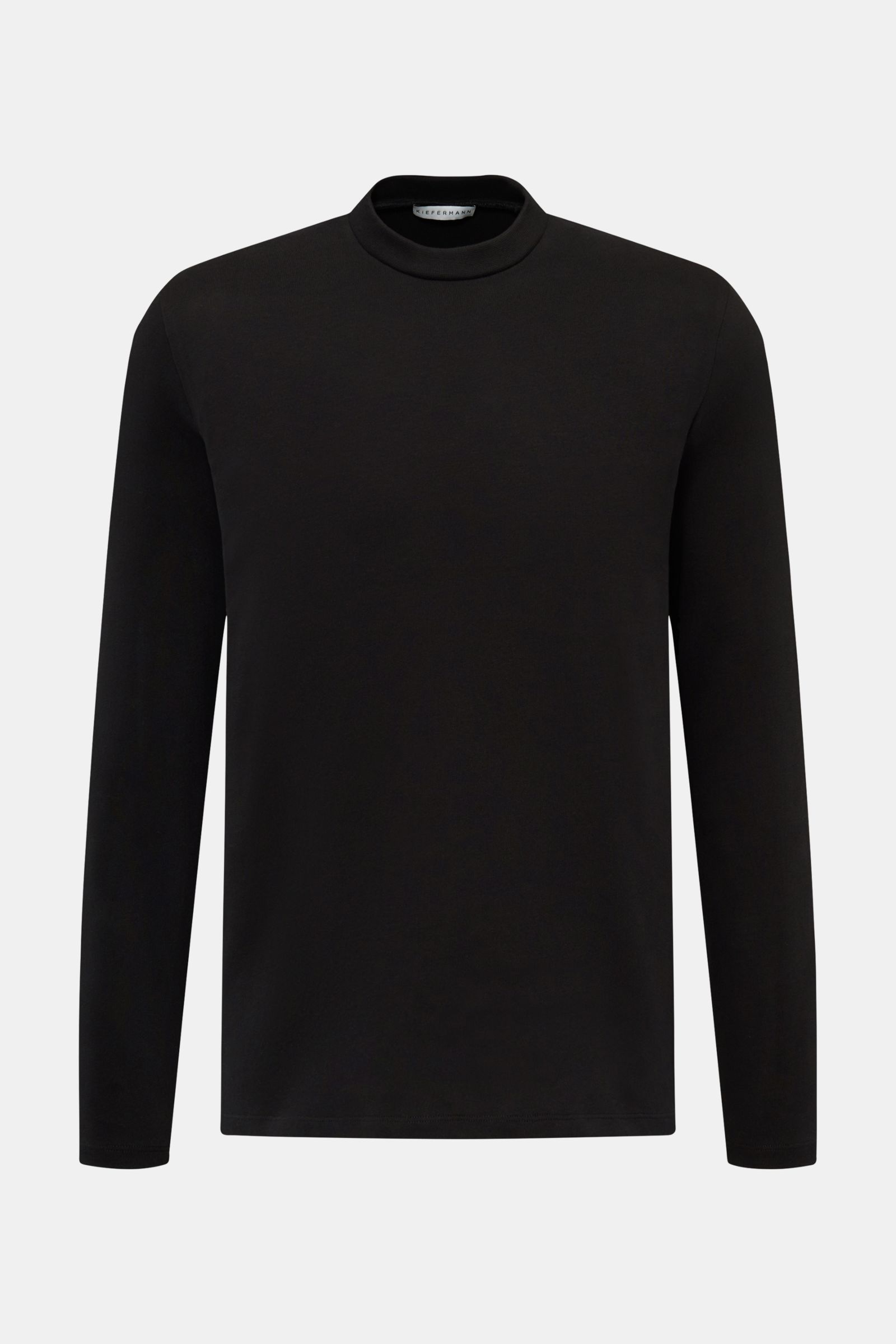 Front view of Kiefermann Crew neck long sleeve 'Zareius' black, a slim fit, heavy cotton jersey with soft peach finish.

Description: Pared down to the essentials but still stylish: The long sleeve 'Zareius' by KIEFERMANN is made of heavy cotton jersey wi