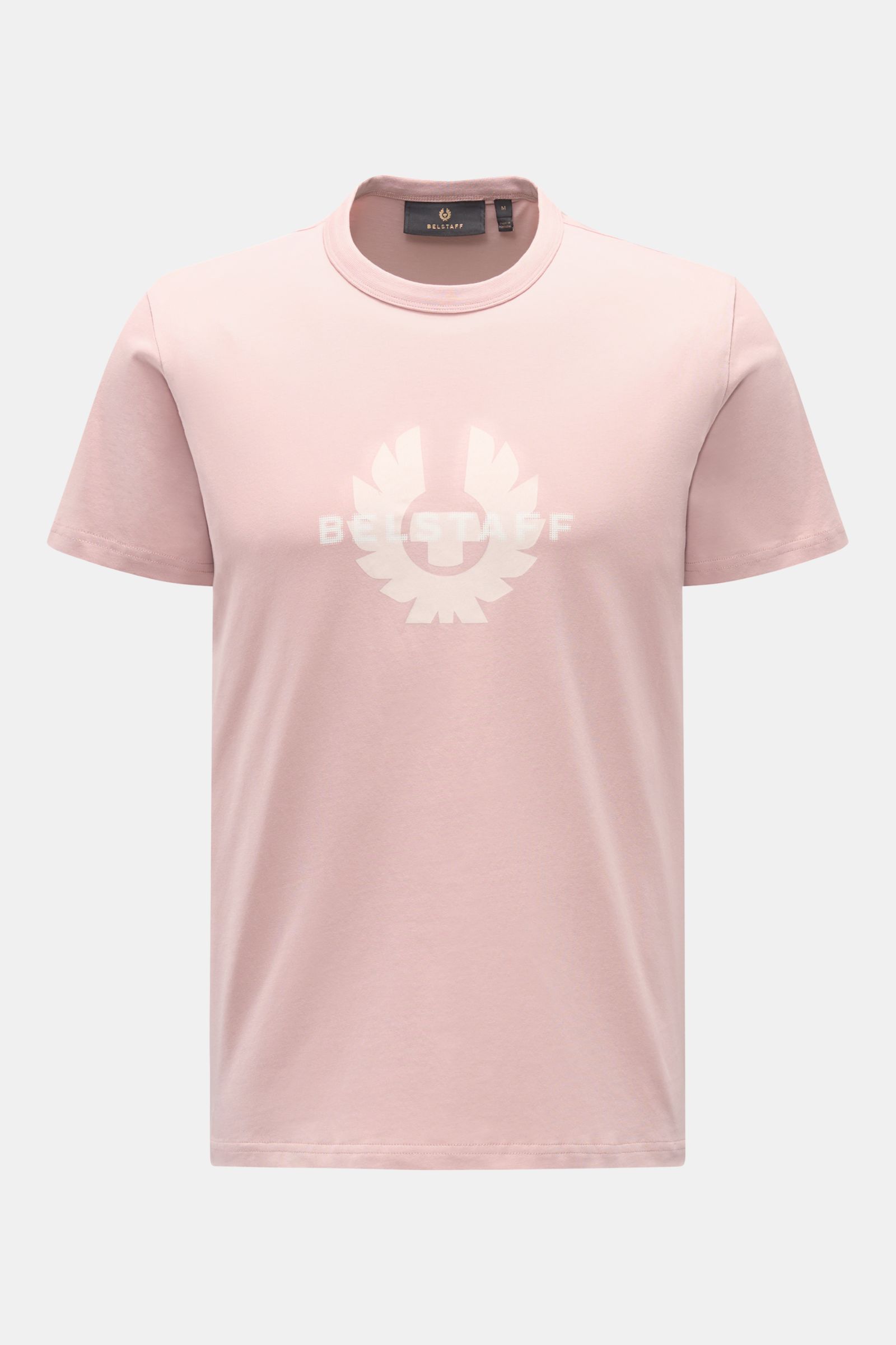 Belstaff Rundhals-T-Shirt 'Surface' altrosa, Frontansicht, Slim Fit aus weichem Baumwoll-Jersey mit markantem BELSTAFF-Logo-Print.