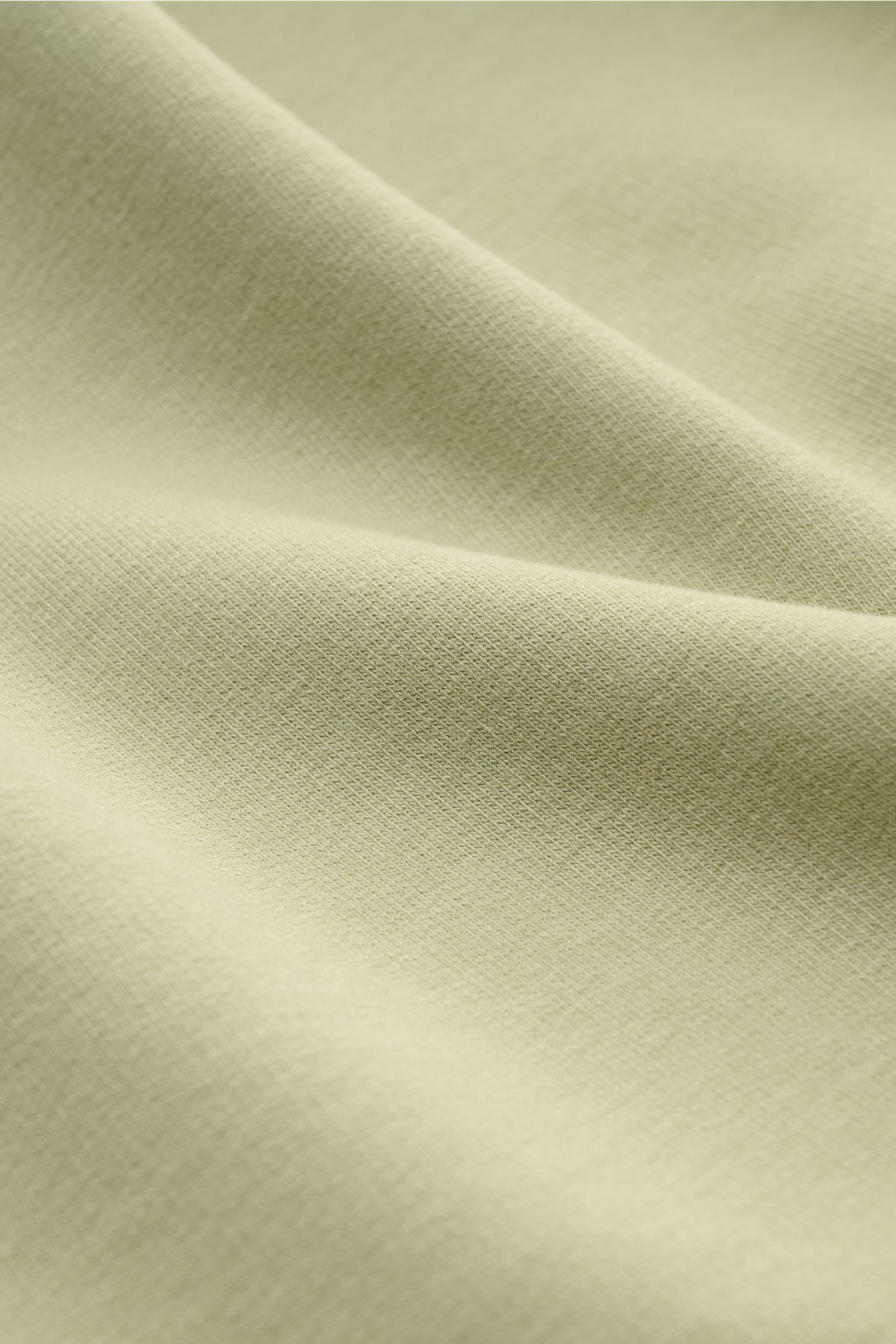 Nahaufnahme des elastischen, weichen Jerseys vom 04651/ A trip in a bag Rundhals-Longsleeve 'If Tee' salbei in schwerer Qualität.