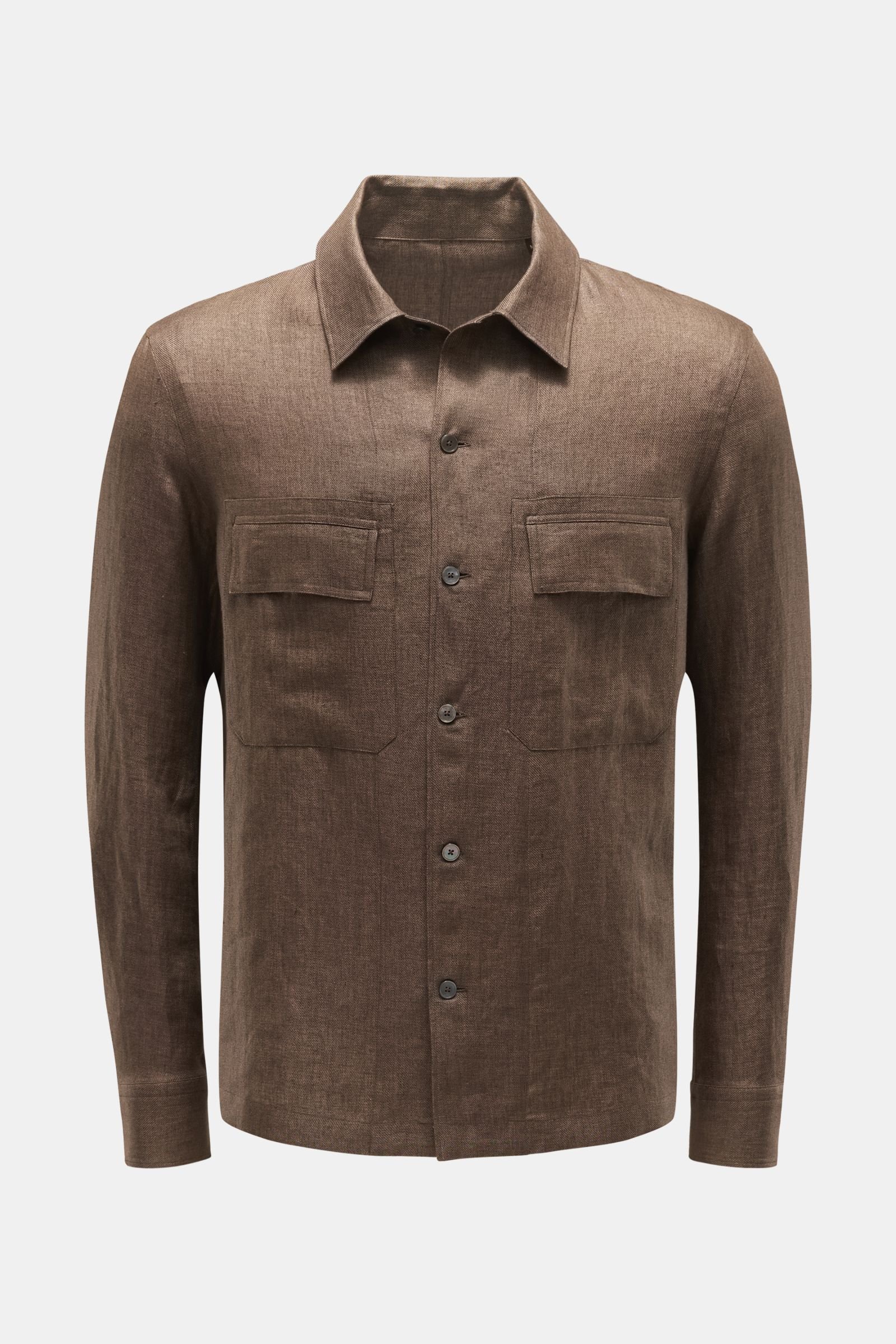 Linen overshirt dark brown