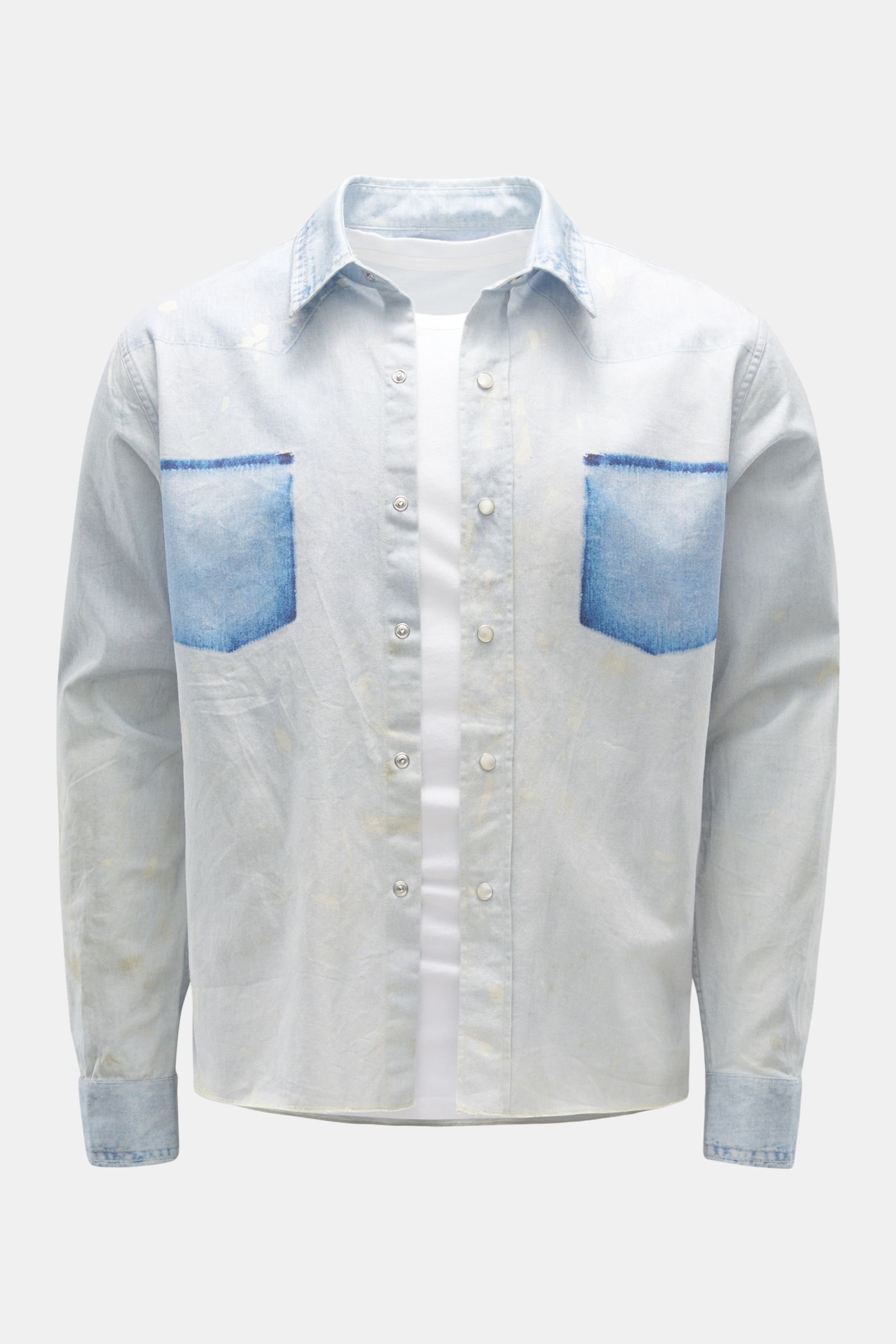 Overshirt 'Western Shirt' pastel blue patterned