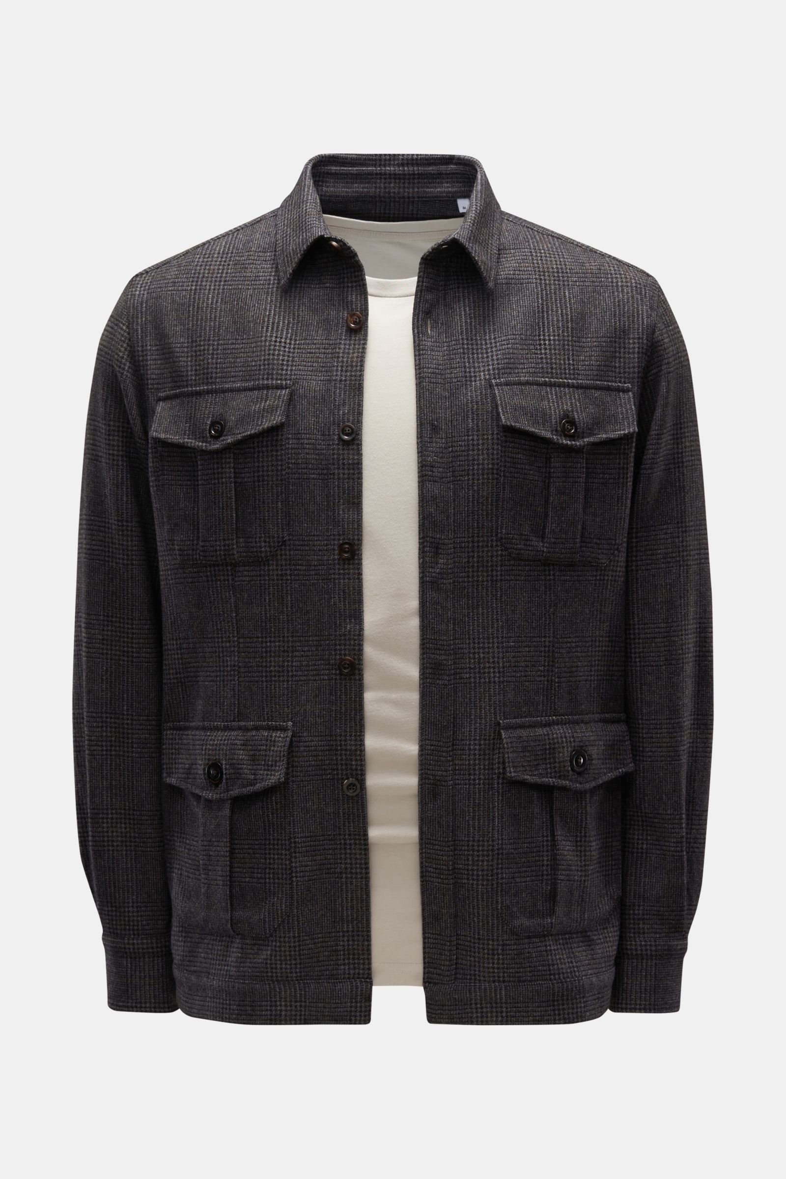 Flannel overshirt grey-brown/dark brown checked
