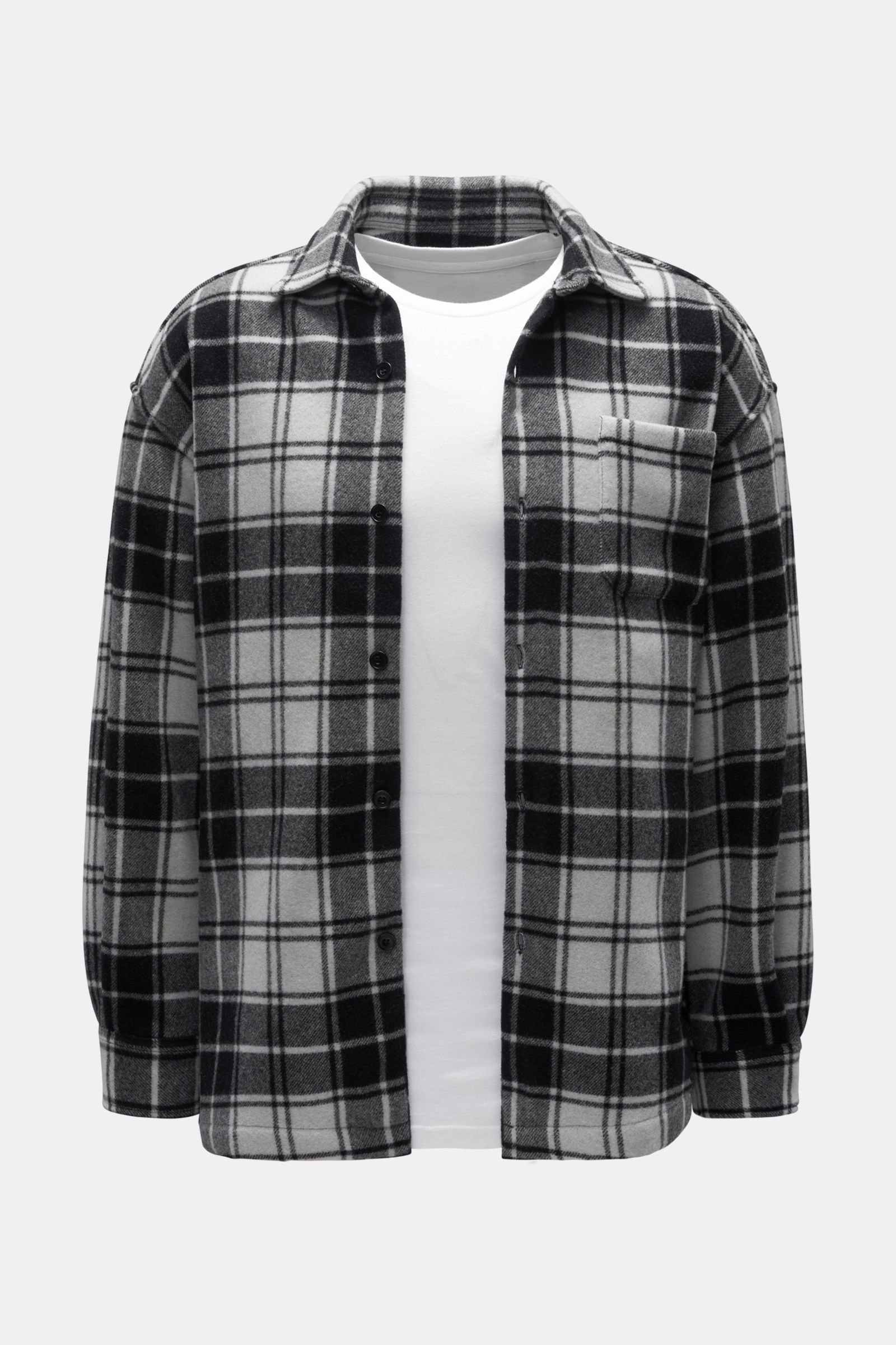 Flannel overshirt black/light grey checked