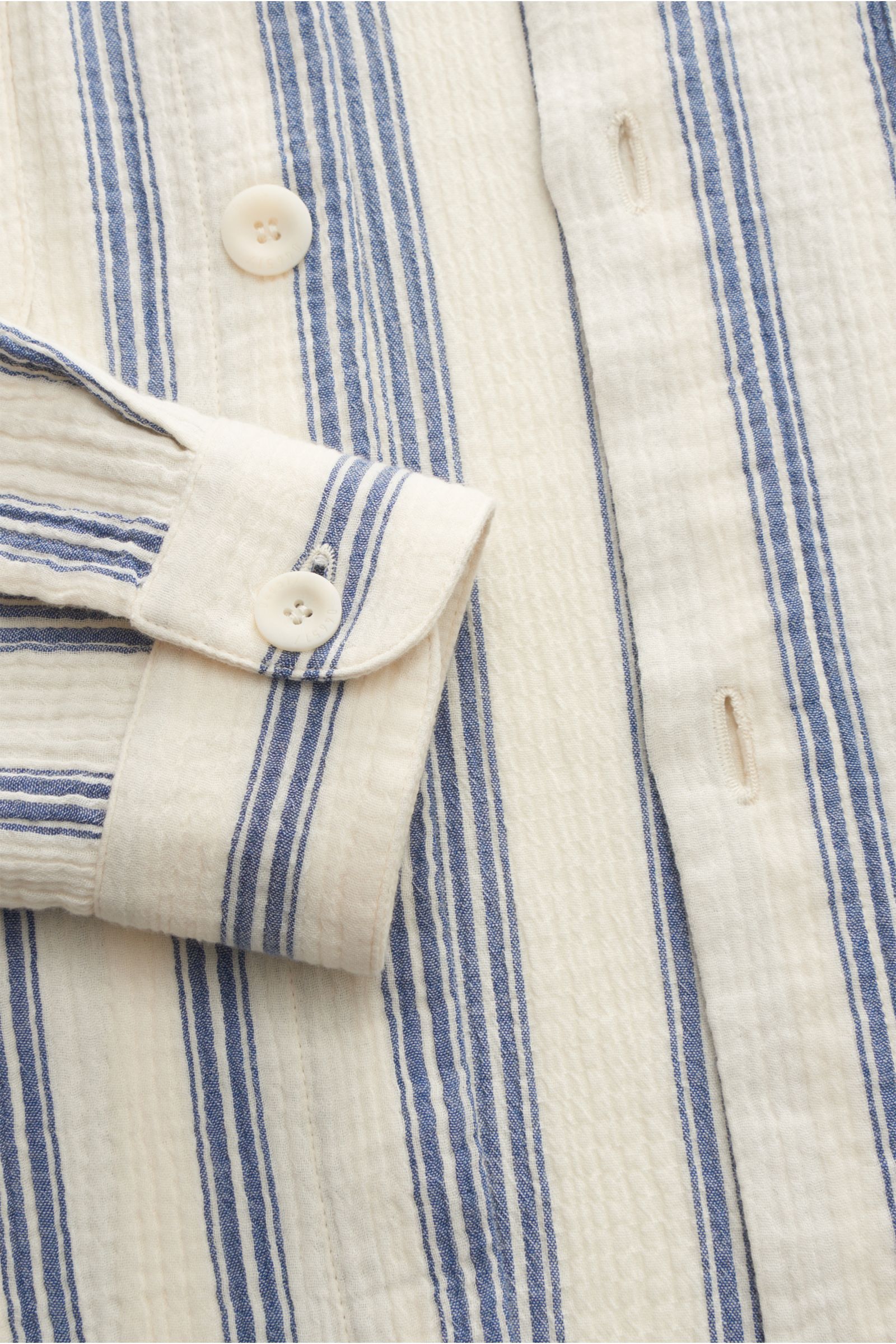 04651/ A trip in a bag Seersucker overshirt navy/cream striped