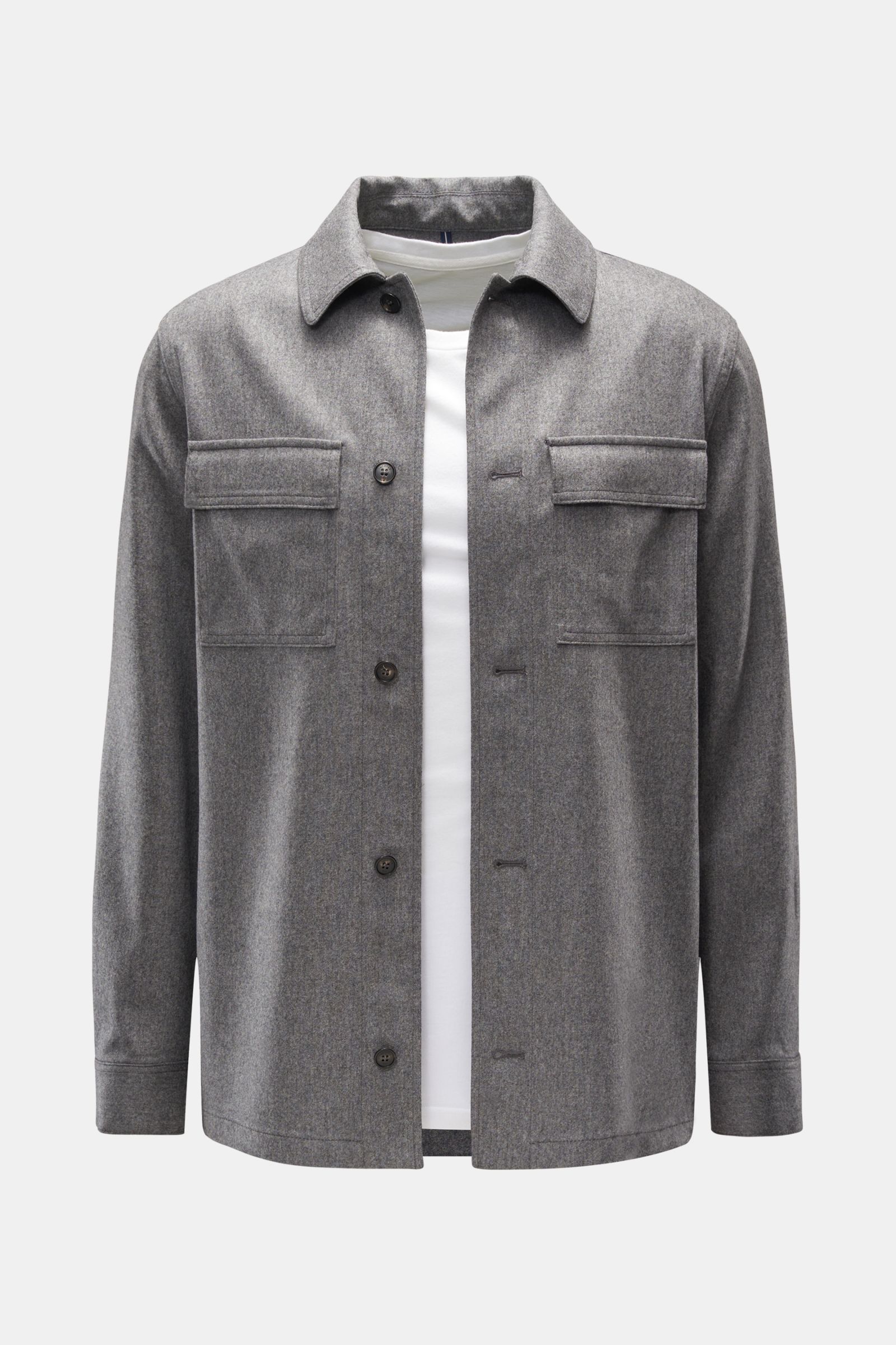 Incotex Flanell-Overshirt grau meliert