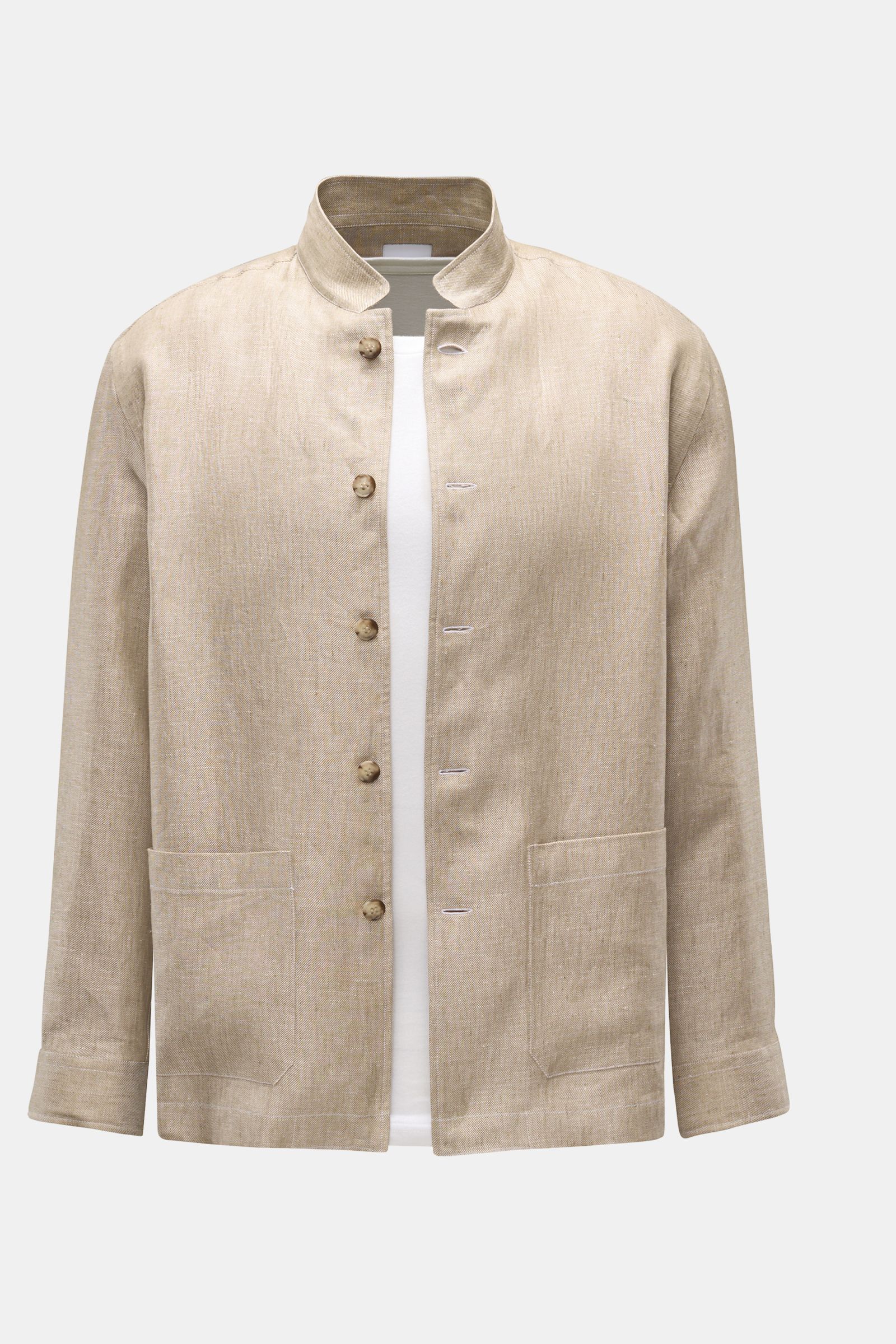 Giampaolo Leinen-Overshirt beige meliert