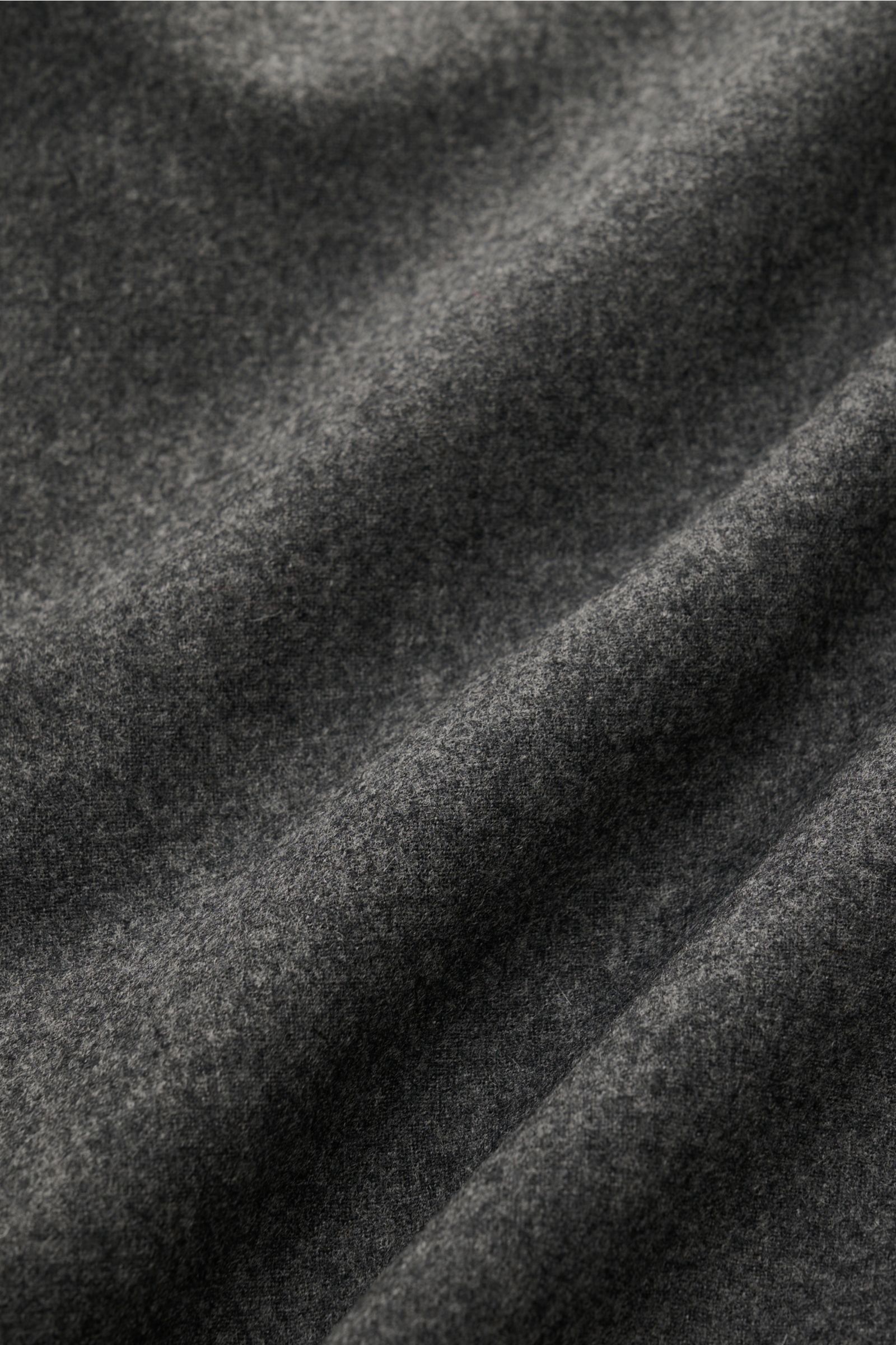 Marco Pescarolo Overshirt 'Urus' dunkelgrau meliert, Nahaufnahme der feinen Woll-Cashmere-Webstruktur, weich, elastisch, Slim Fit.