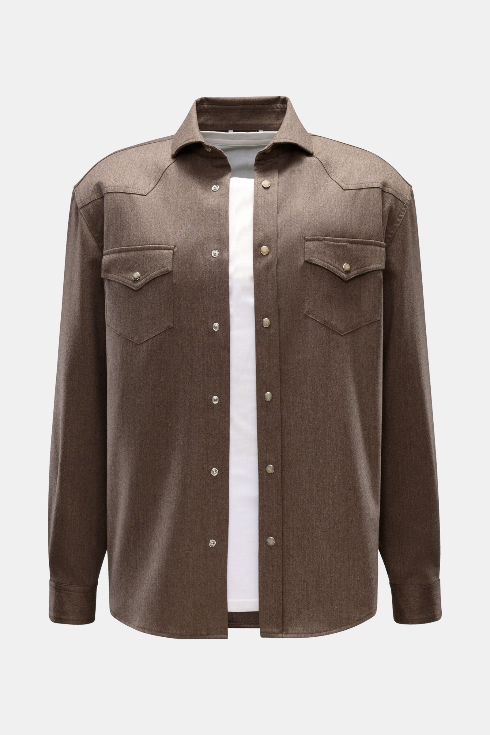 Marco Pescarolo Cashmere Overshirt 'Ribot' graubraun meliert