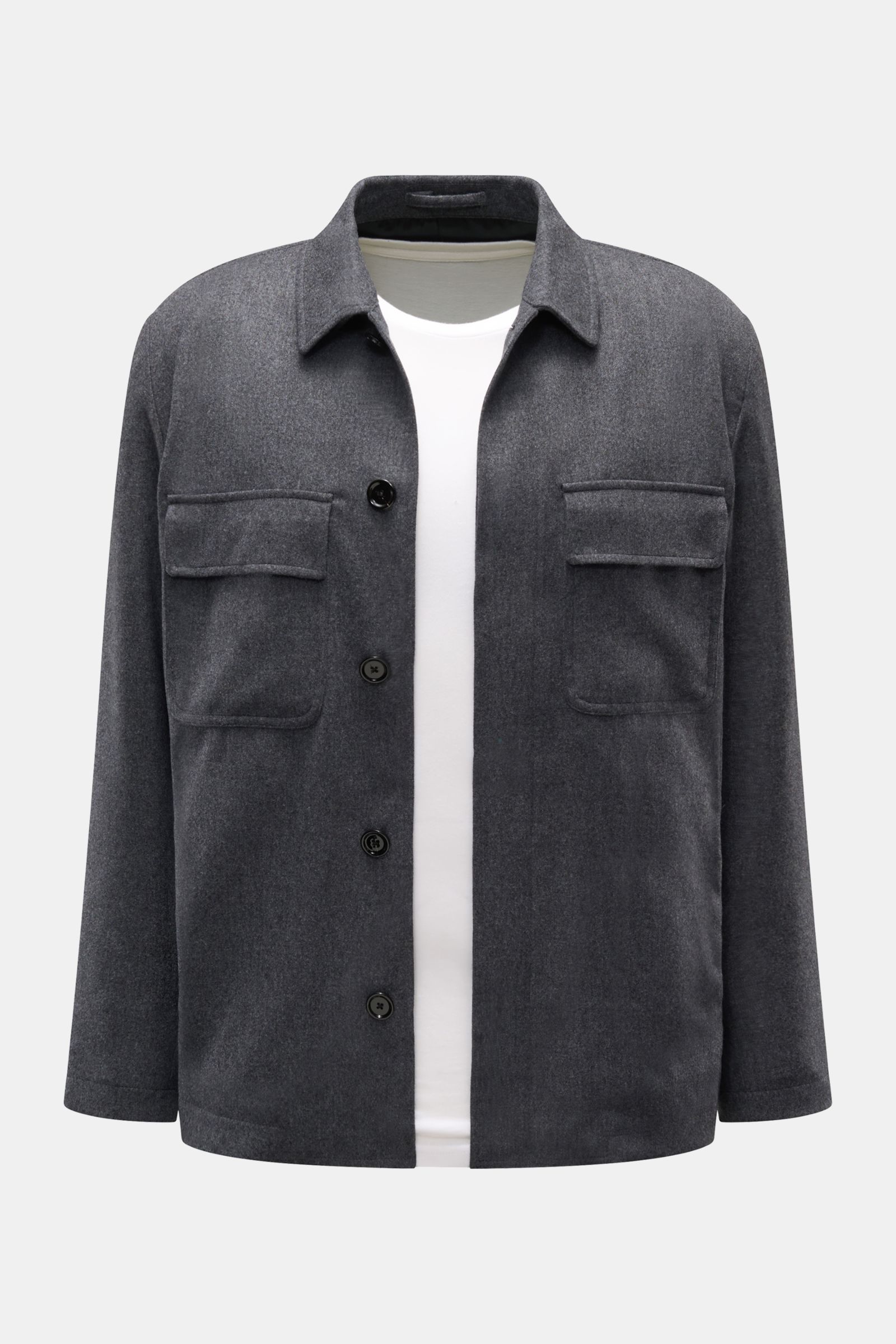 Lardini Woll-Overshirt 'Aaansel' dunkelgrau meliert