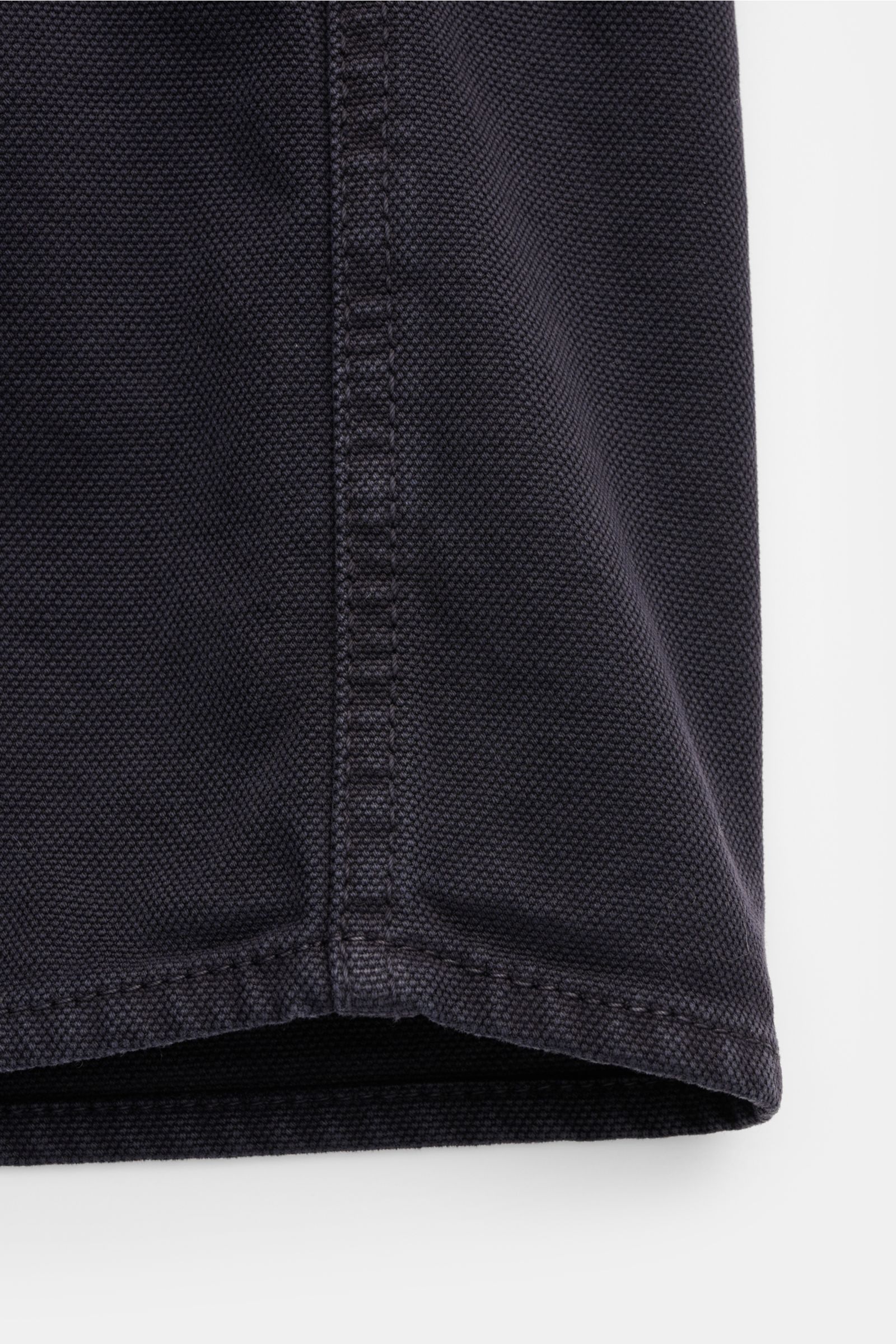 Stone Island Overshirt 'Organic Panama' navy, Detailaufnahme der reinen Baumwolle mit weichem Griff und feiner Naht aus Nahperspektive.