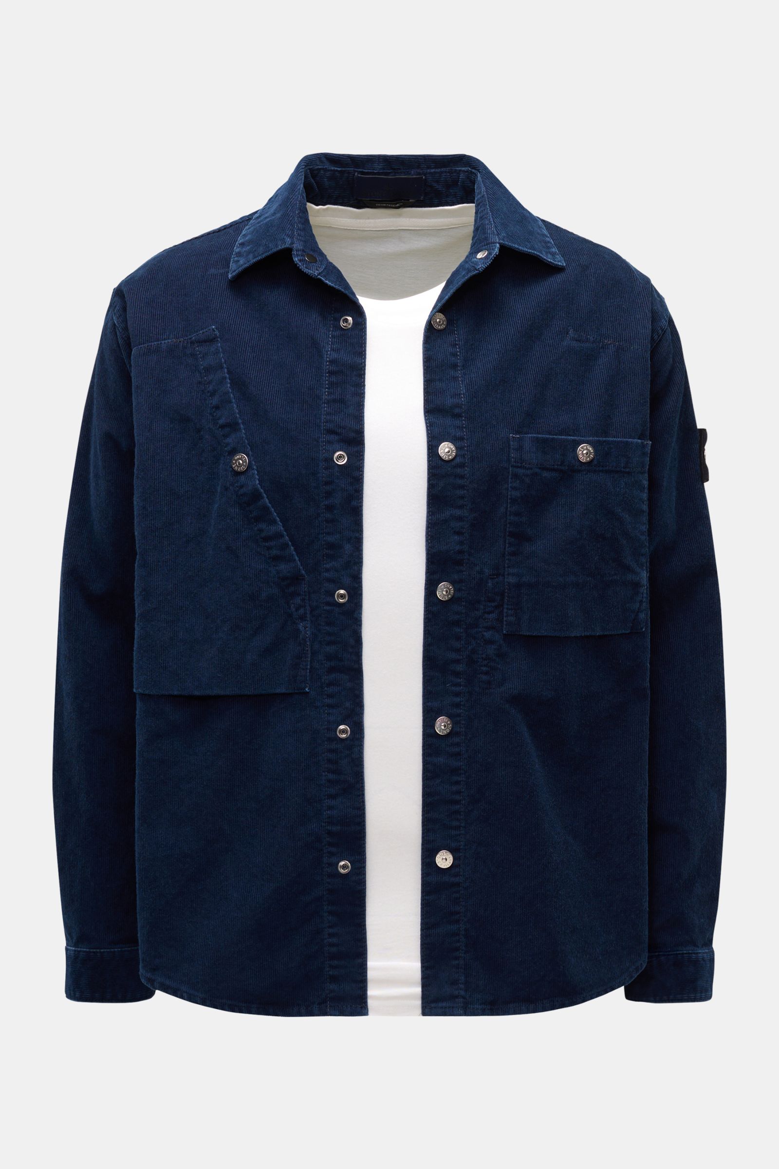 Stone Island Cord-Overshirt 'Micro Corduroy-Rinsed' navy