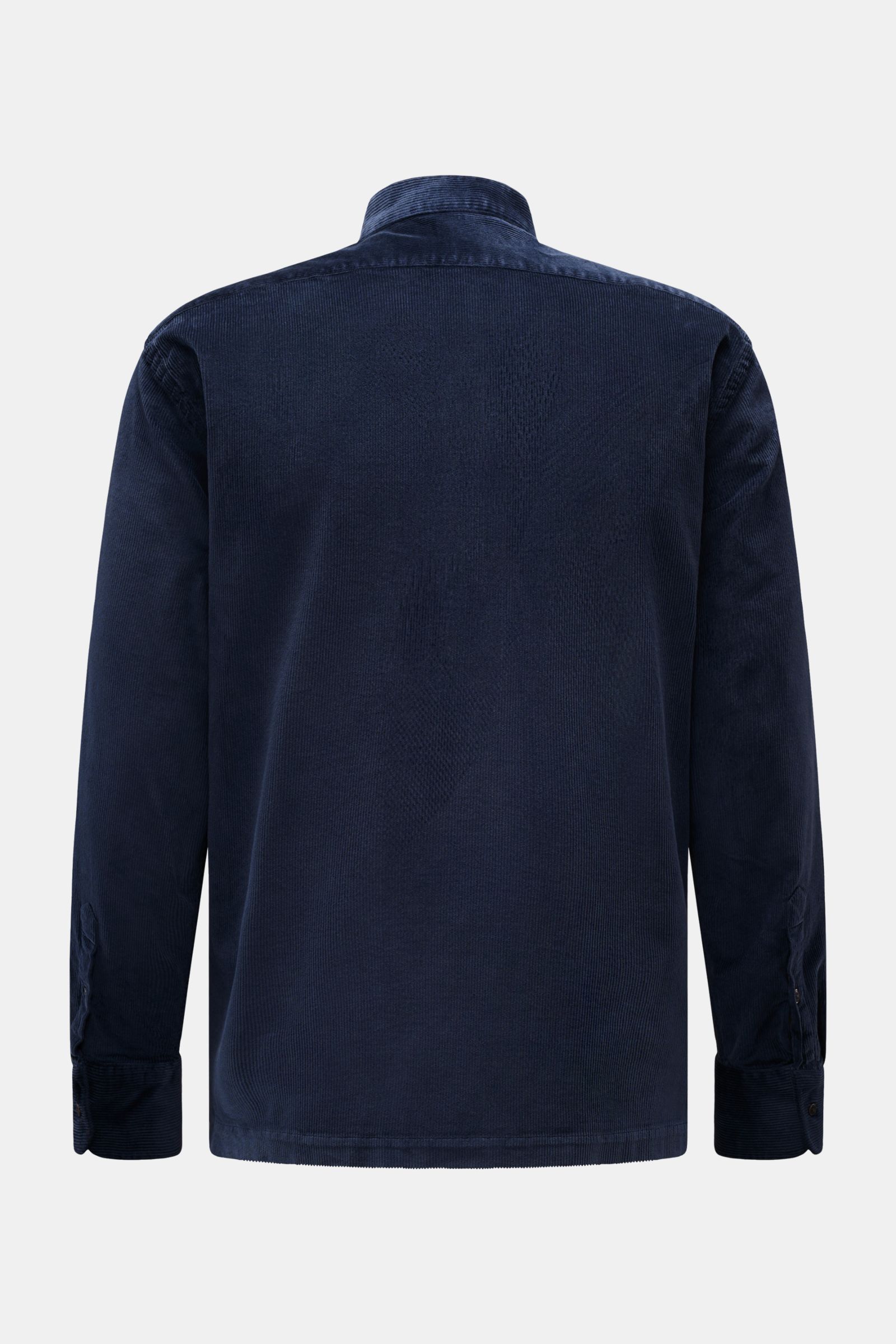 Rückansicht des navyfarbenen 04651/ A trip in a bag Popover-Cordhemd Grandad-Kragen navy mit Baumwoll-Modal-Mix, Regular Fit und geradem Saum.