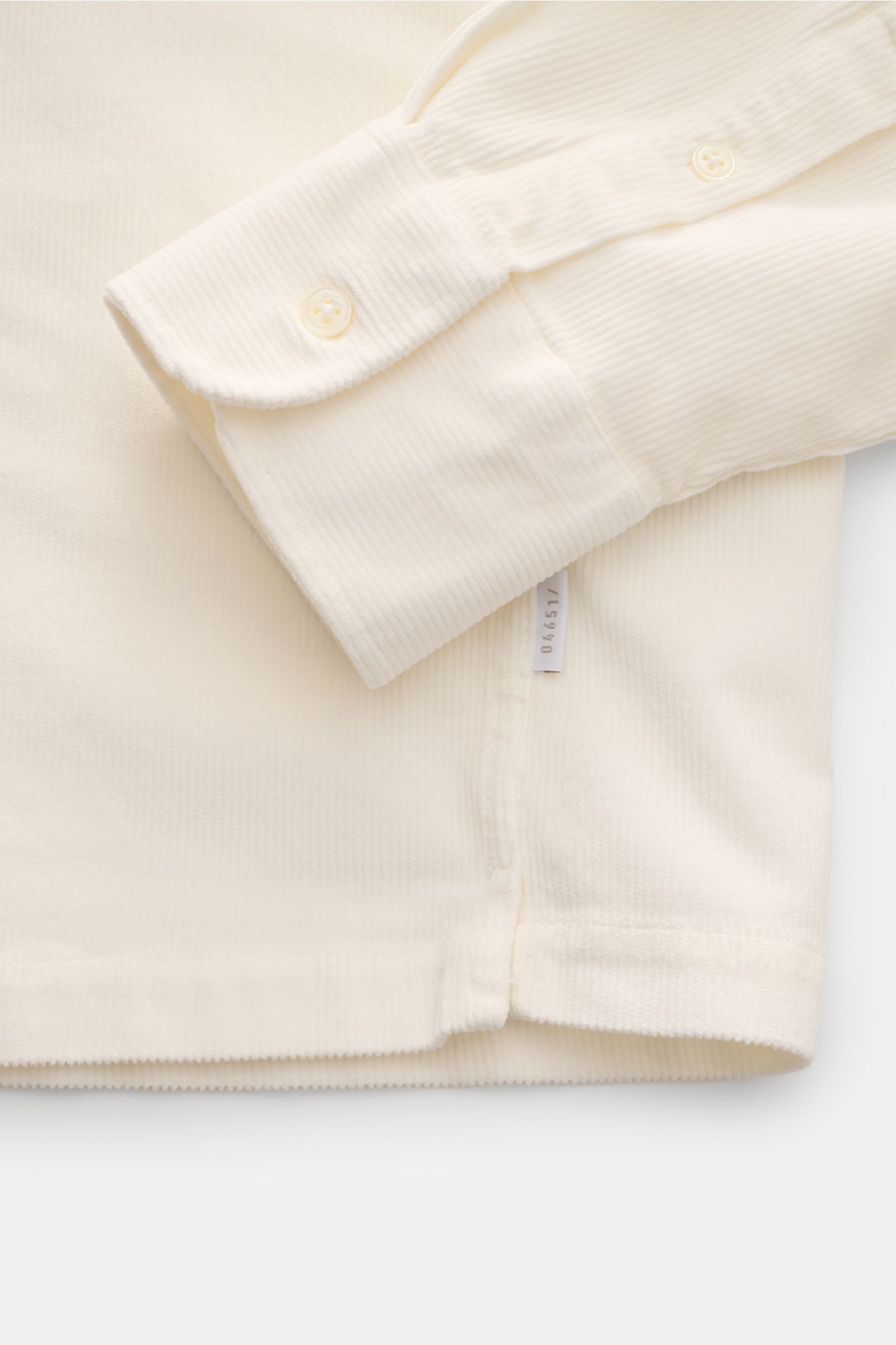 04651/ A trip in a bag Popover-Cordhemd Grandad-Kragen creme, Nahaufnahme Ärmel und Saum, Baumwolle-Modal, weicher Griff, Regular Fit, Sportmanschette, gerader Saum