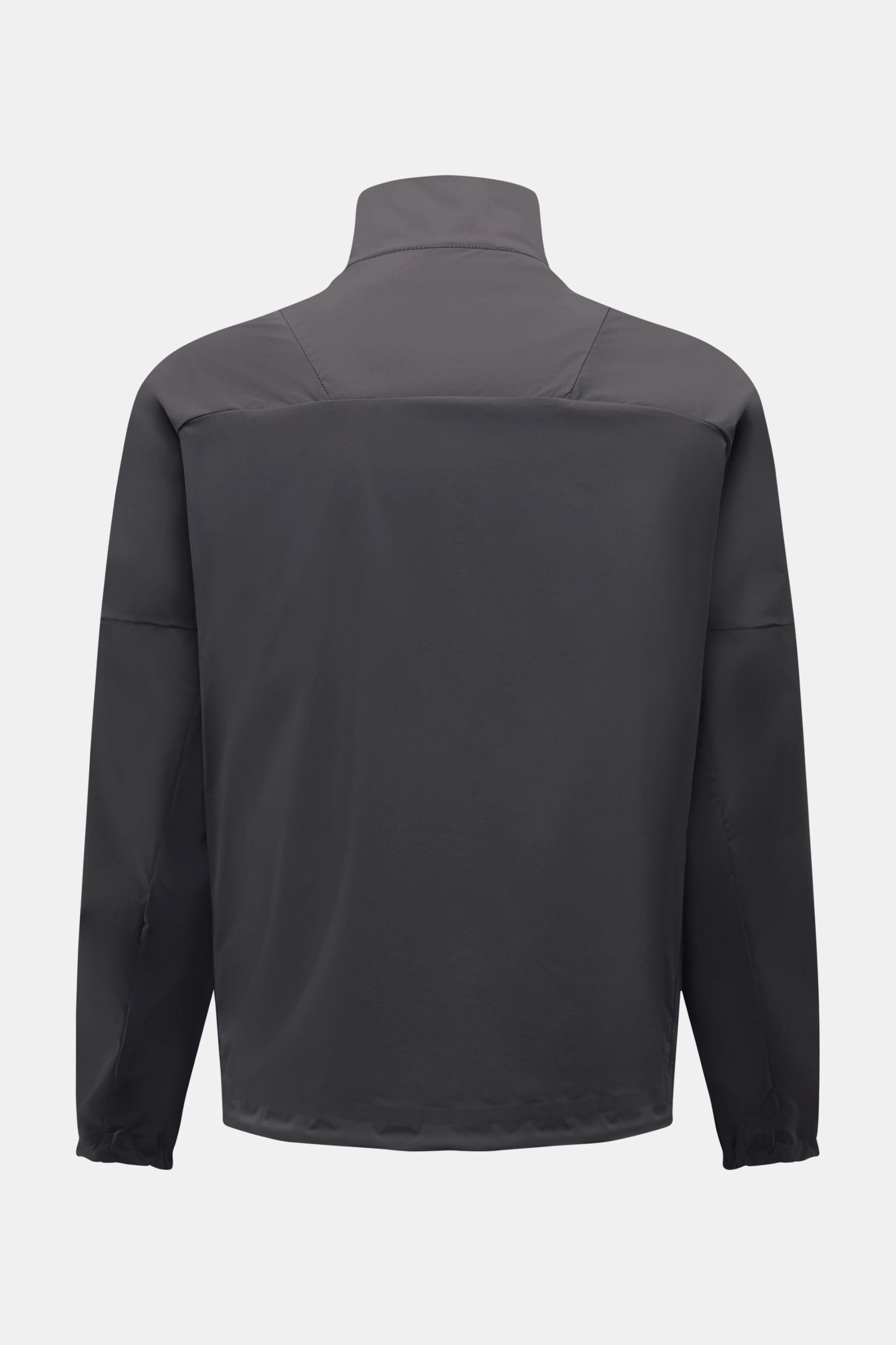 Stone Island Jacke 'Stellina' dunkelgrau, Rückansicht, urbane Frühlingslooks, Microfaser, Regular Fit, Zwei-Wege-Reißverschluss, Zipper-Taschen, elastische Bündchen, regulierbarer Saum, Unconstructed Design.