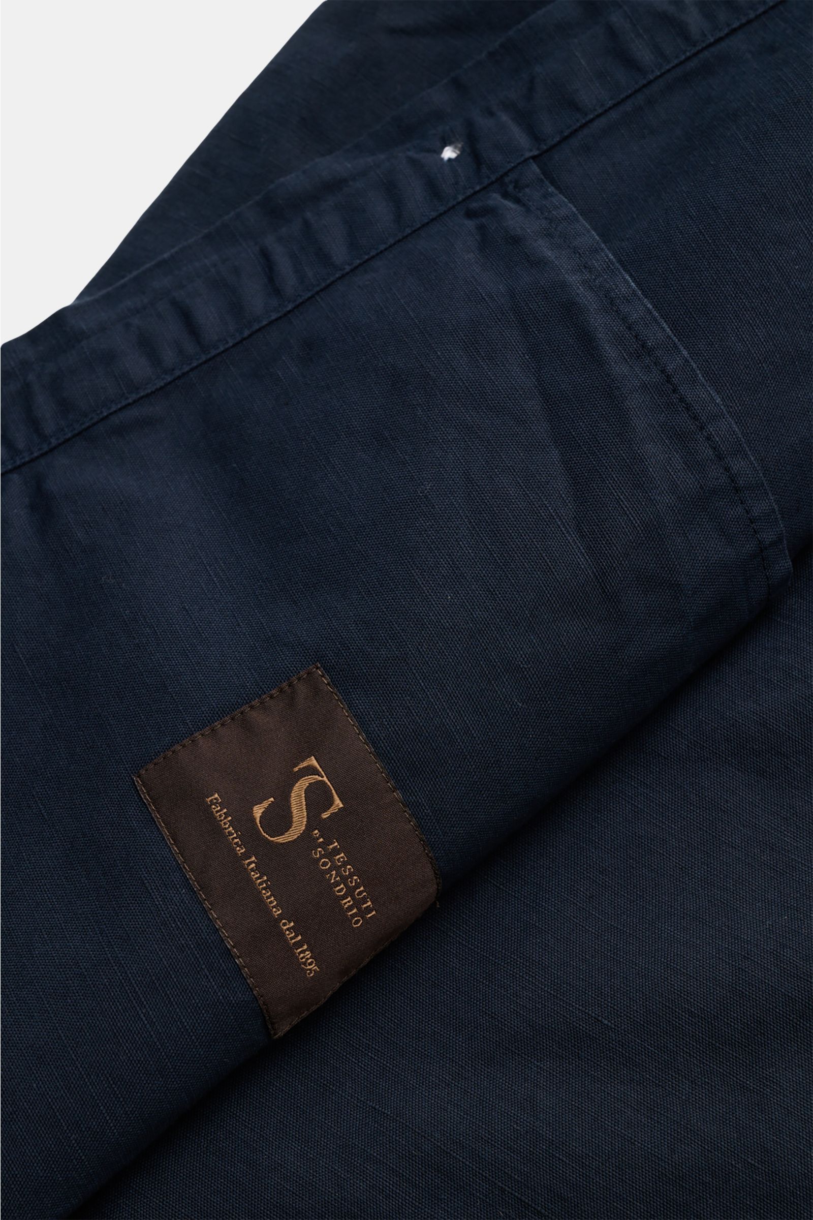 Belstaff Overshirt 'Maritime' navy, Nahaufnahme von innen, Baumwoll-Leinen-Mix, Label auf Ärmelsaum, Slim Fit, verdeckte Knopfleiste.