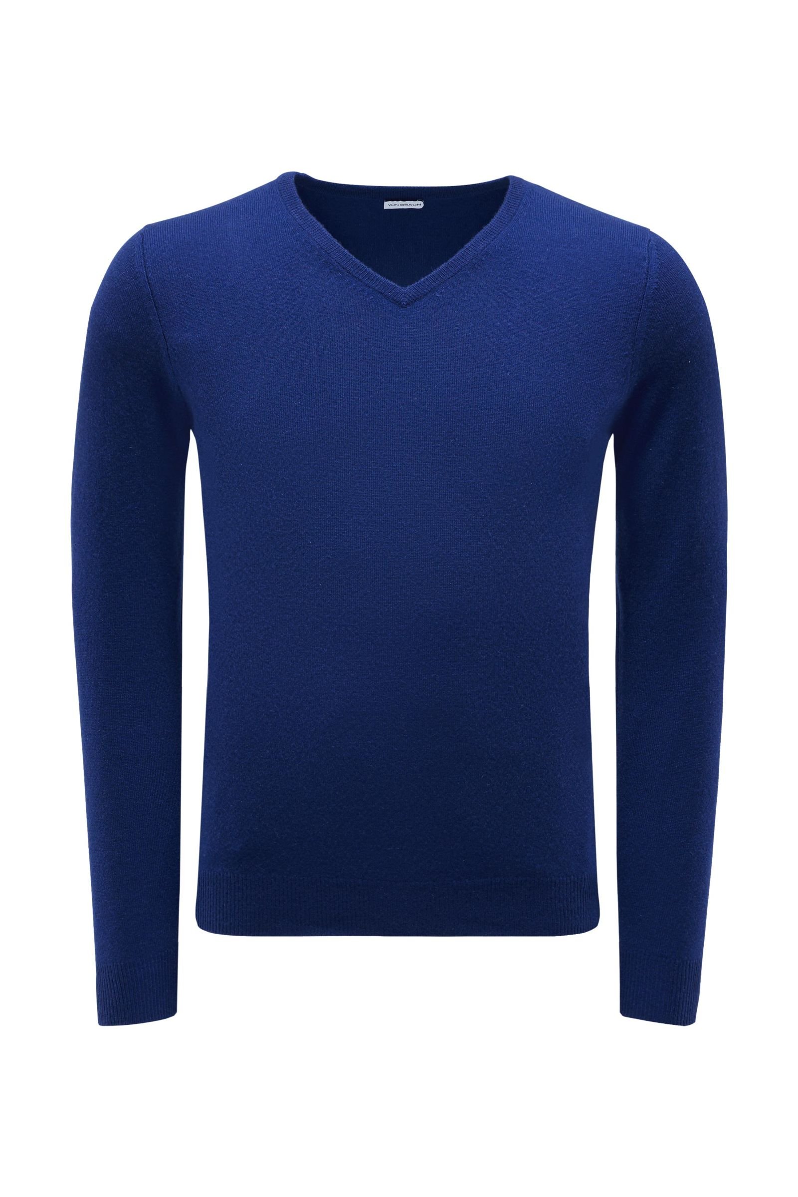 Cashmere V-Neck Pullover blau