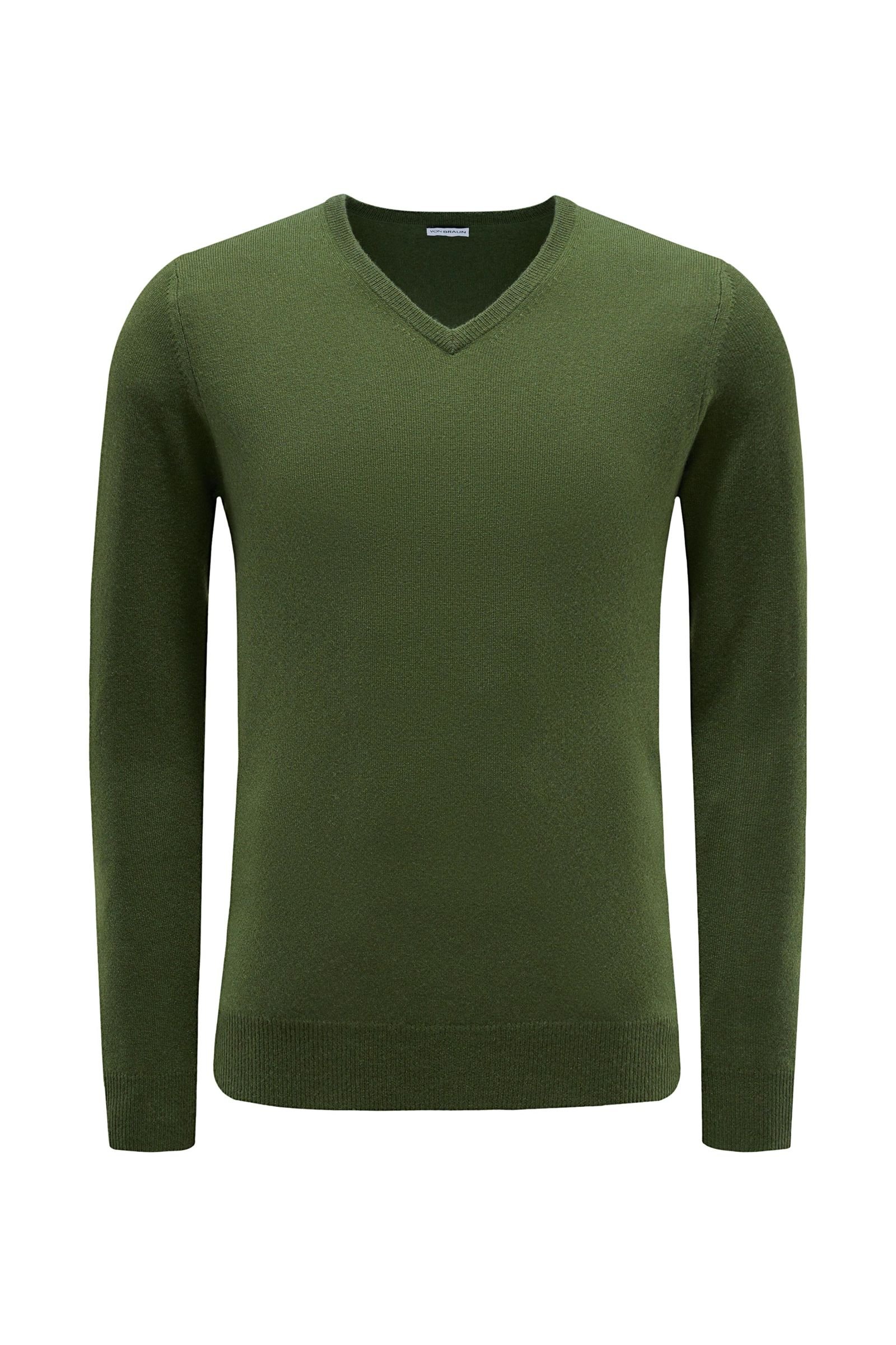 Cashmere V-Neck Pullover grün
