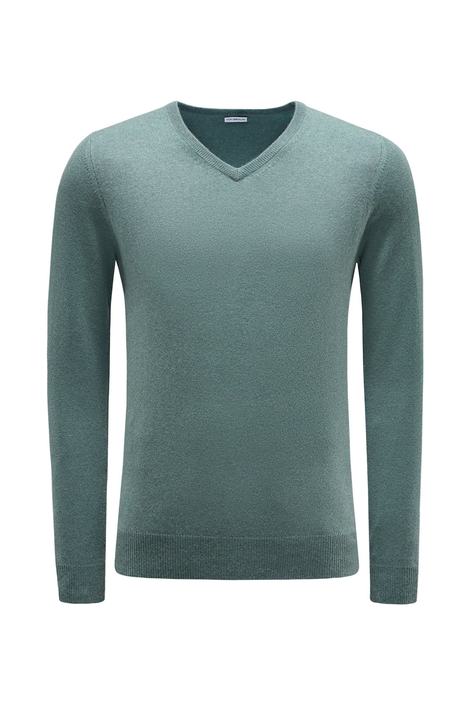 Cashmere V-Neck Pullover graugrün