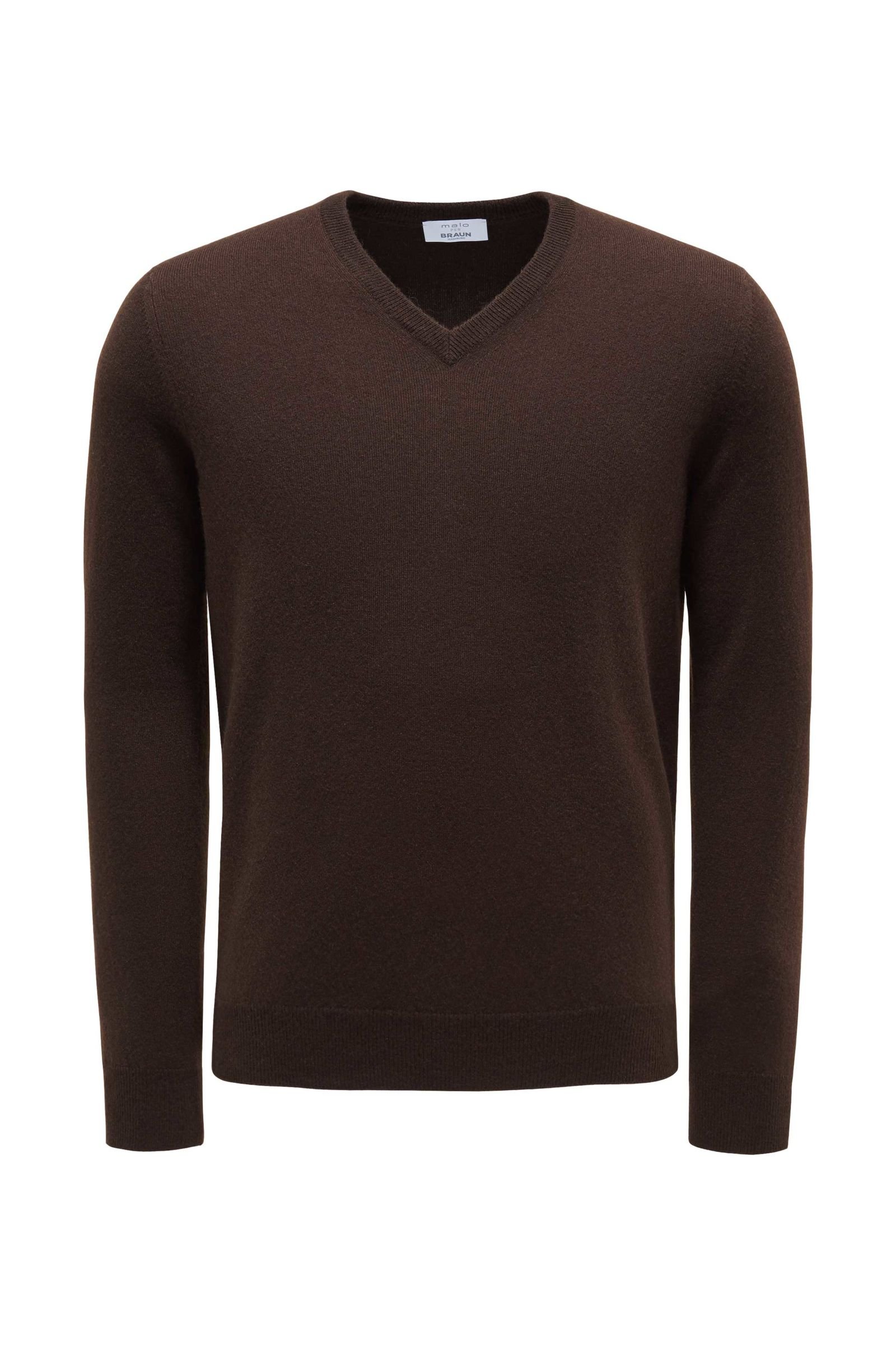 Cashmere V-neck jumper 'No. 30' dark brown