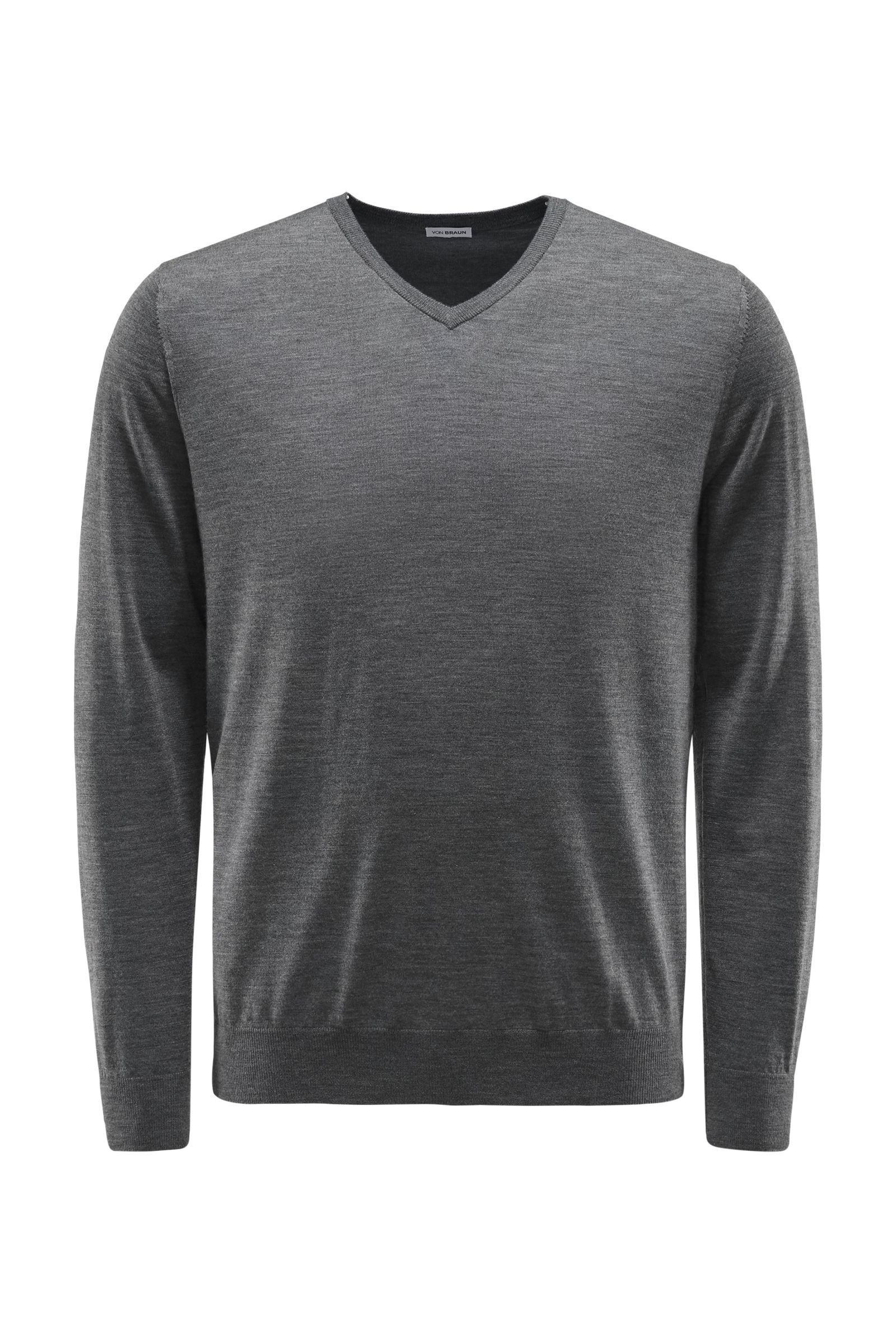 Fine knit V-neck jumper grey