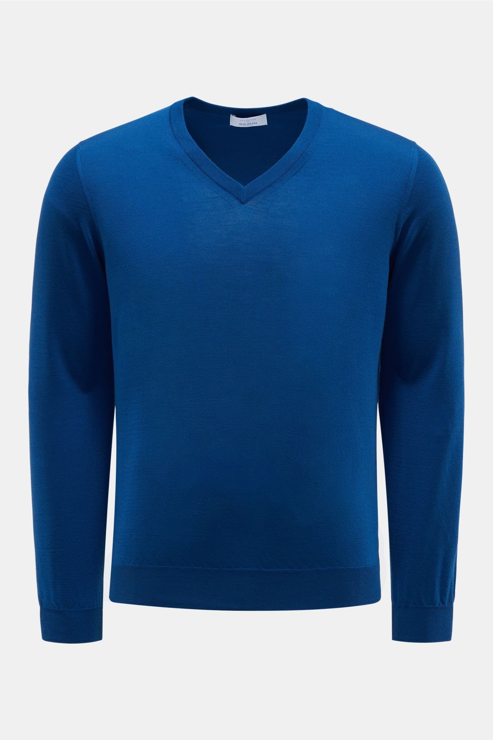 Fine knit V-neck jumper dark blue