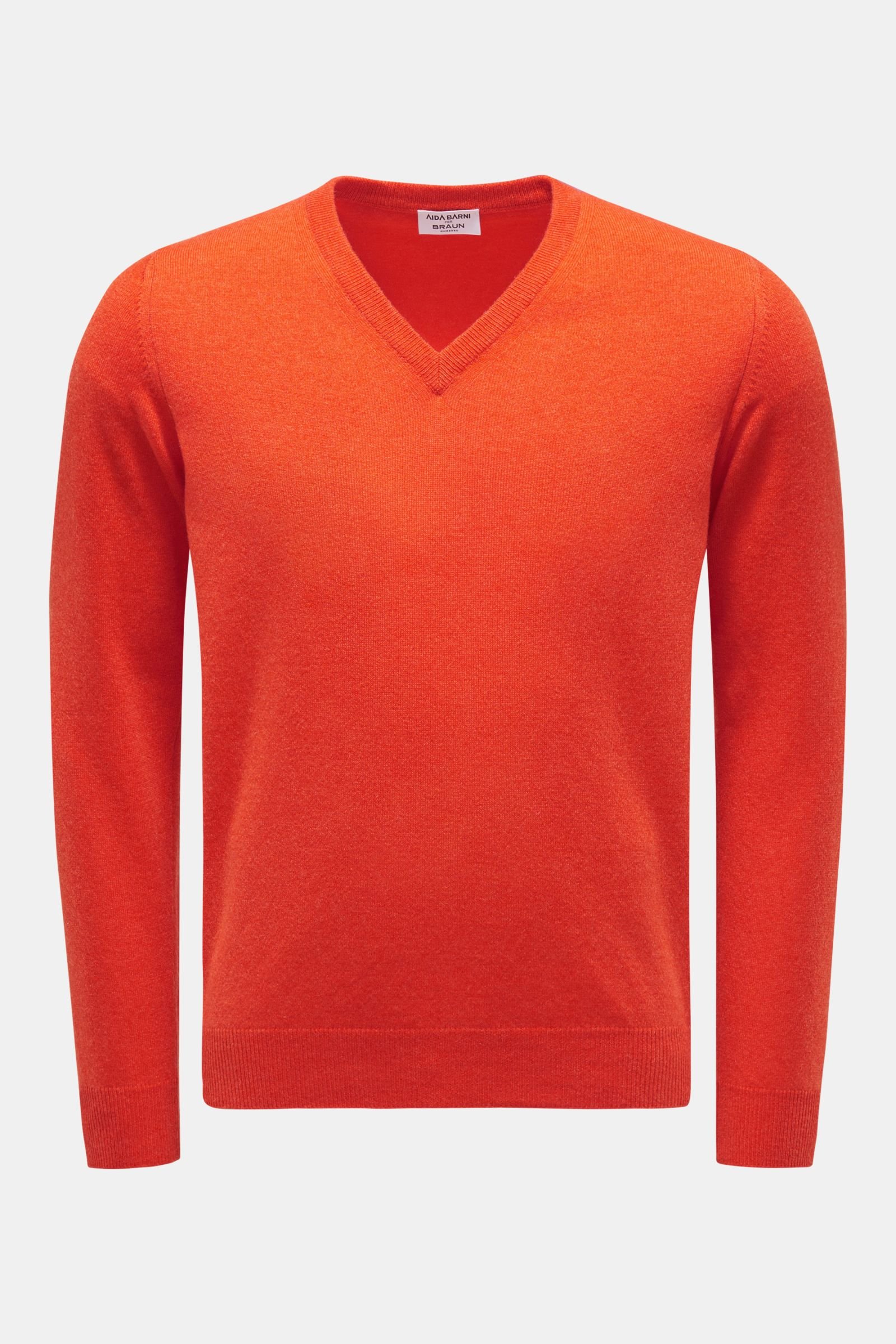 Cashmere V-neck jumper orange