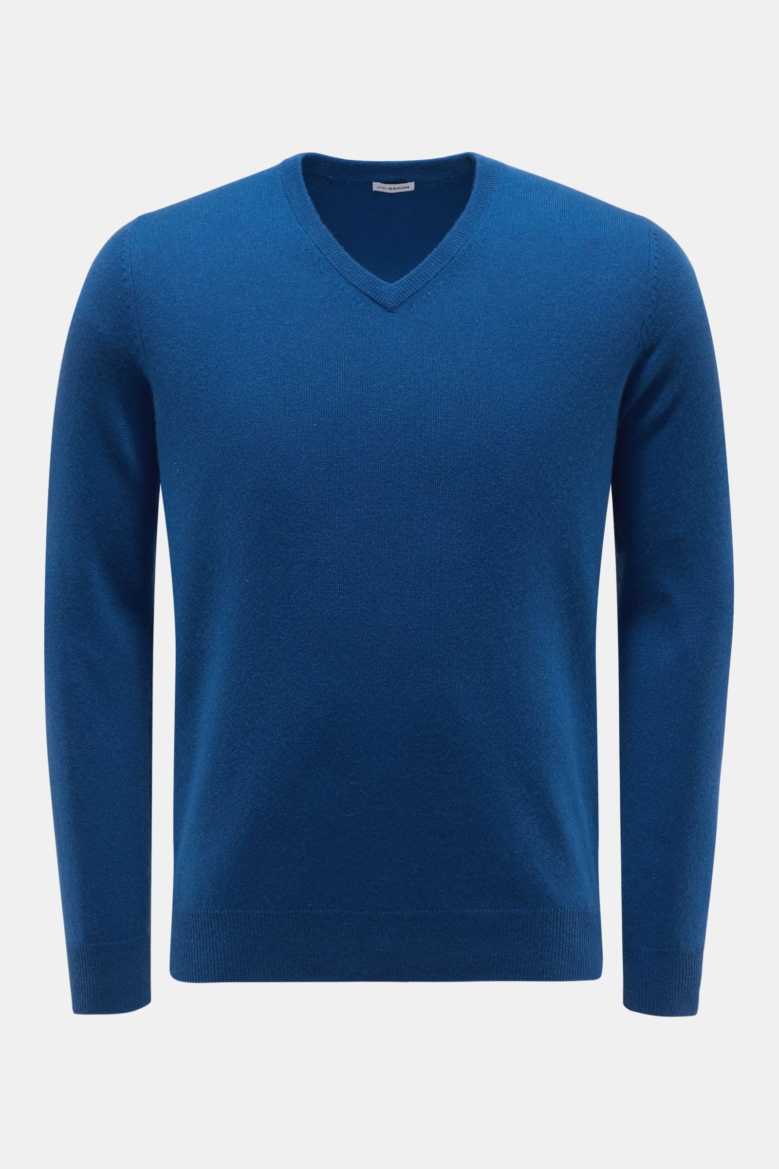 Cashmere V-Neck Pullover blau