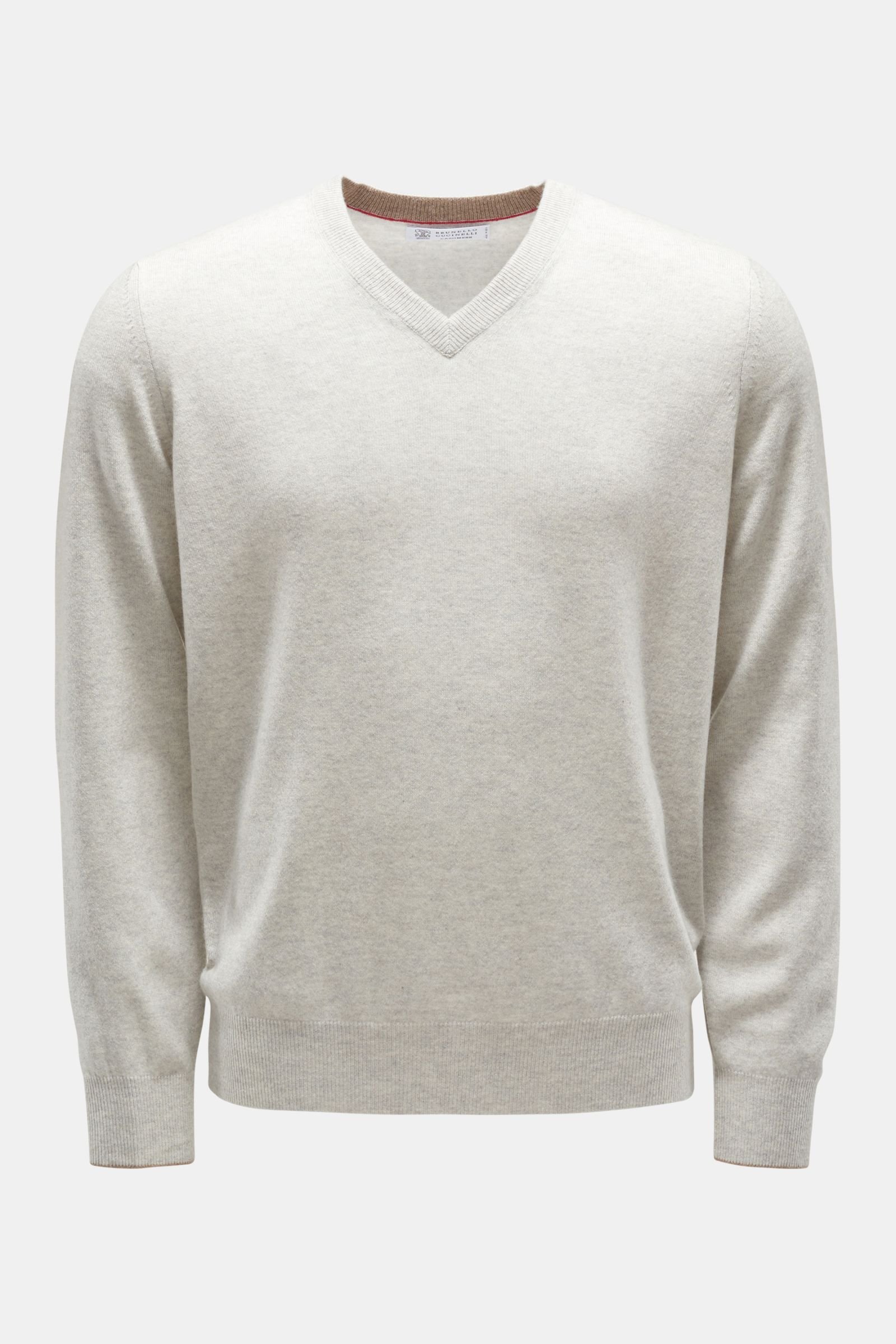 Cashmere V-neck jumper light grey