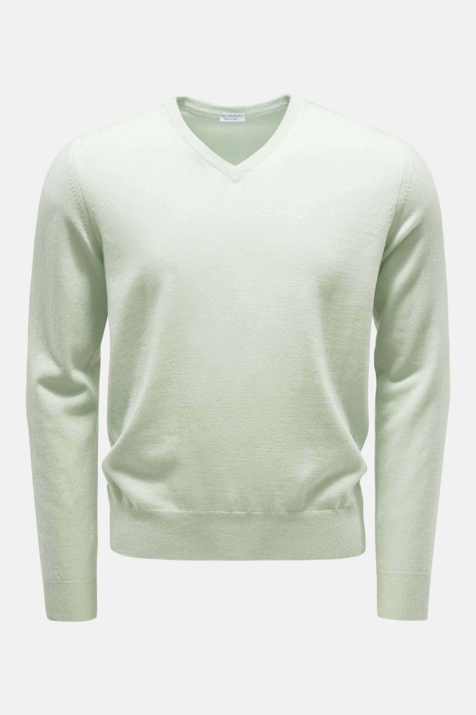 Cashmere V-neck jumper mint green
