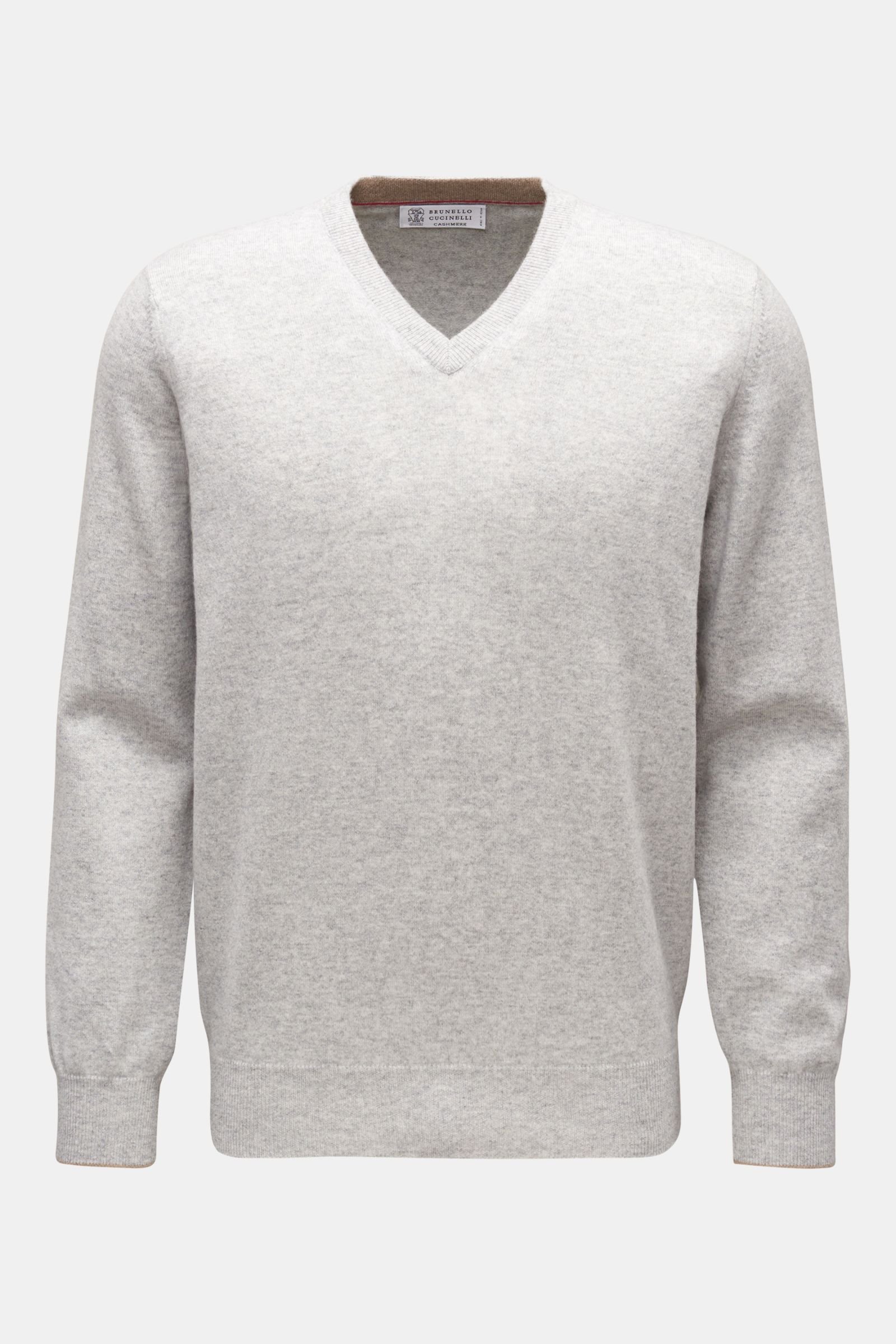 Cashmere V-neck jumper light grey