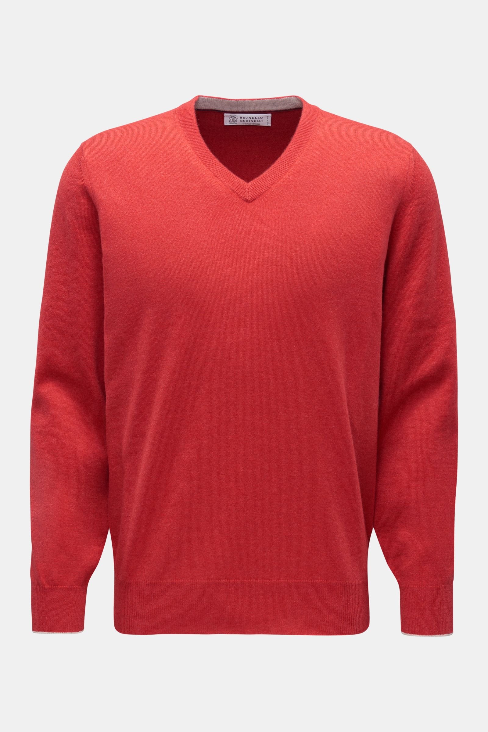 Cashmere V-neck jumper light red