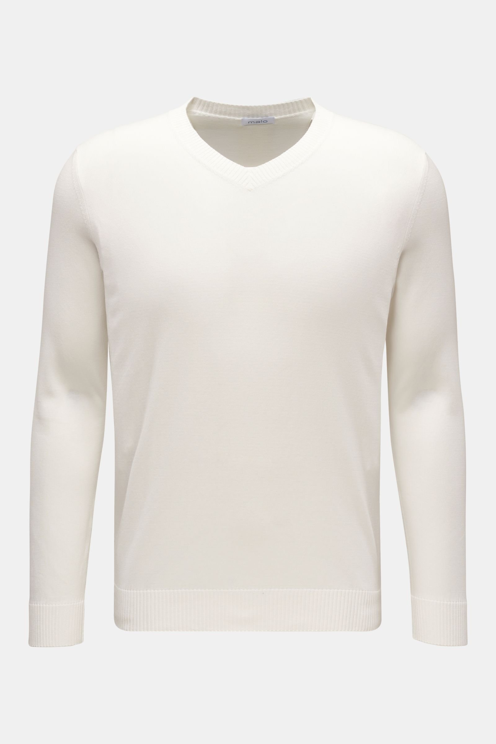 Fine knit V-neck jumper off-white