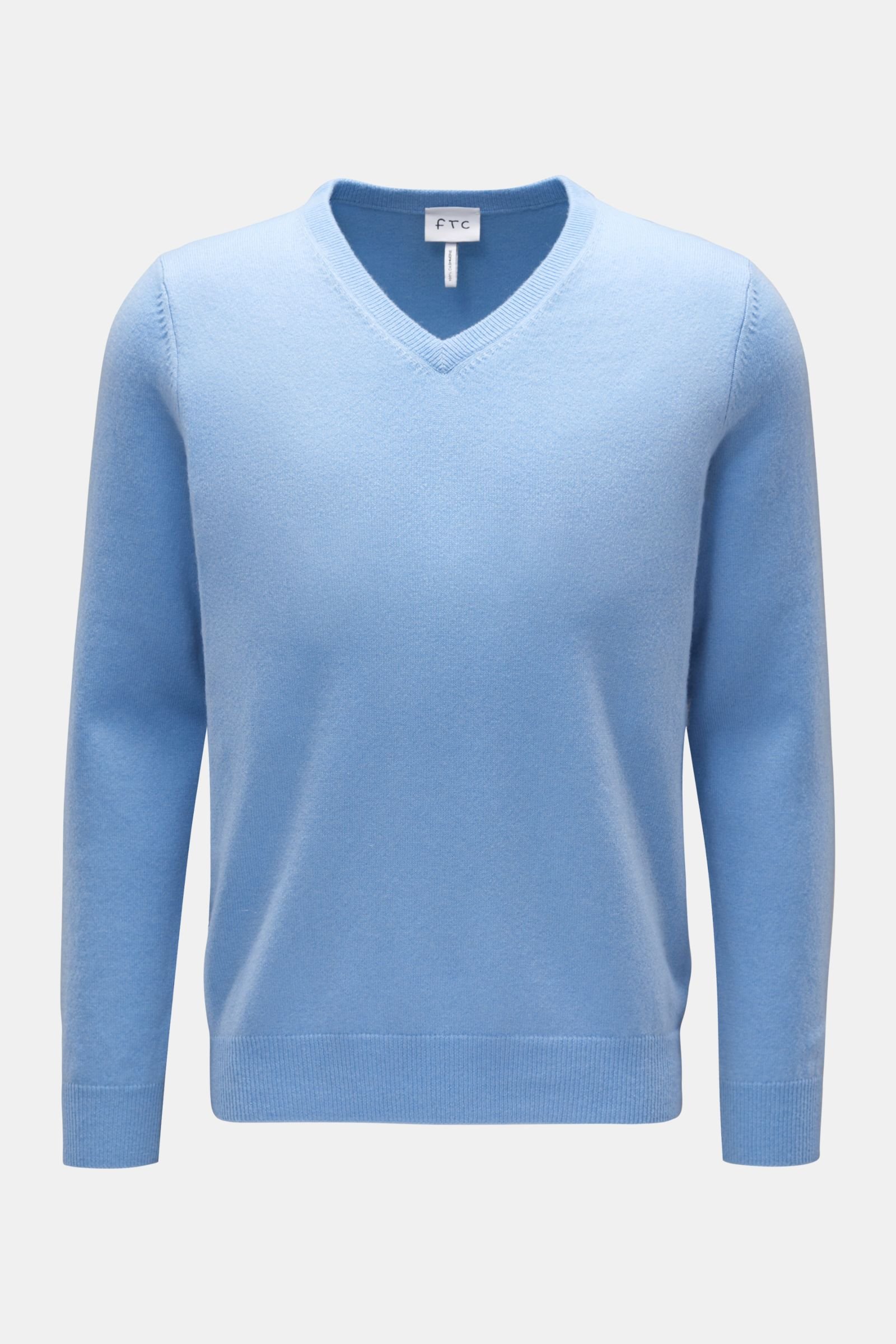Cashmere V-neck jumper smoky blue