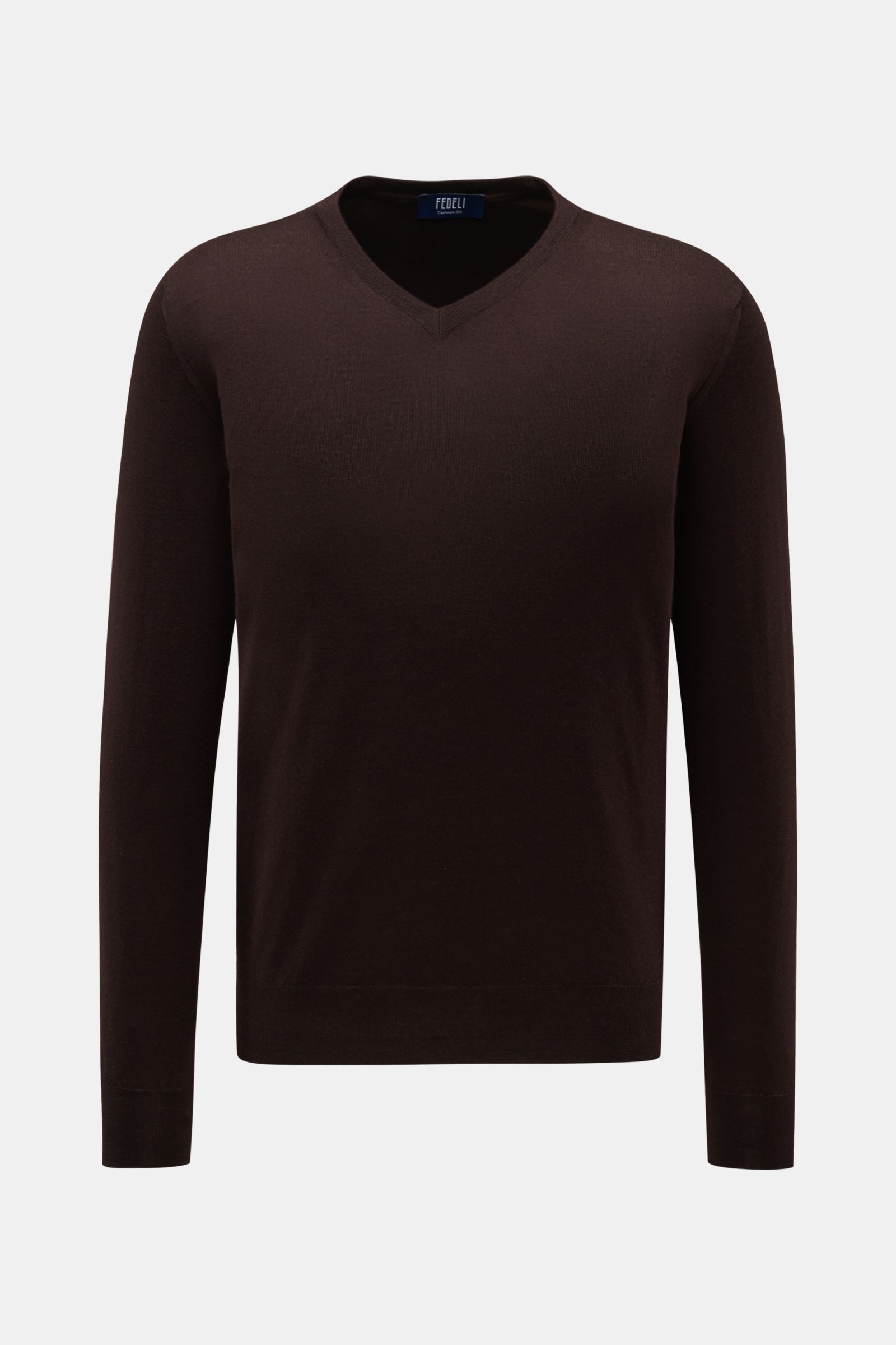 Fedeli Feinstrick V-Neck Pullover dunkelbraun
