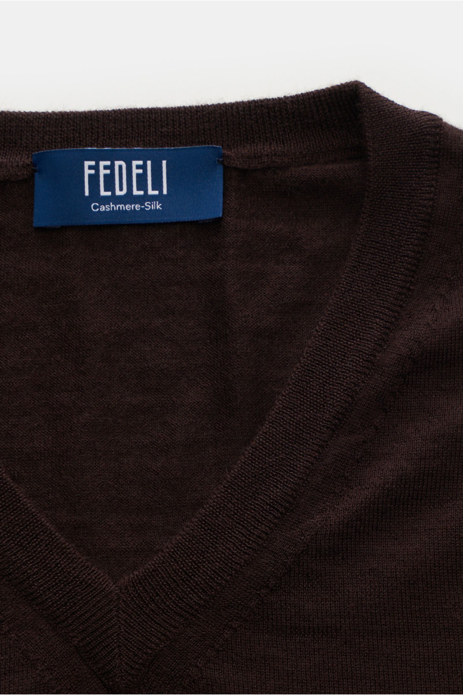Fedeli Feinstrick V-Neck Pullover dunkelbraun