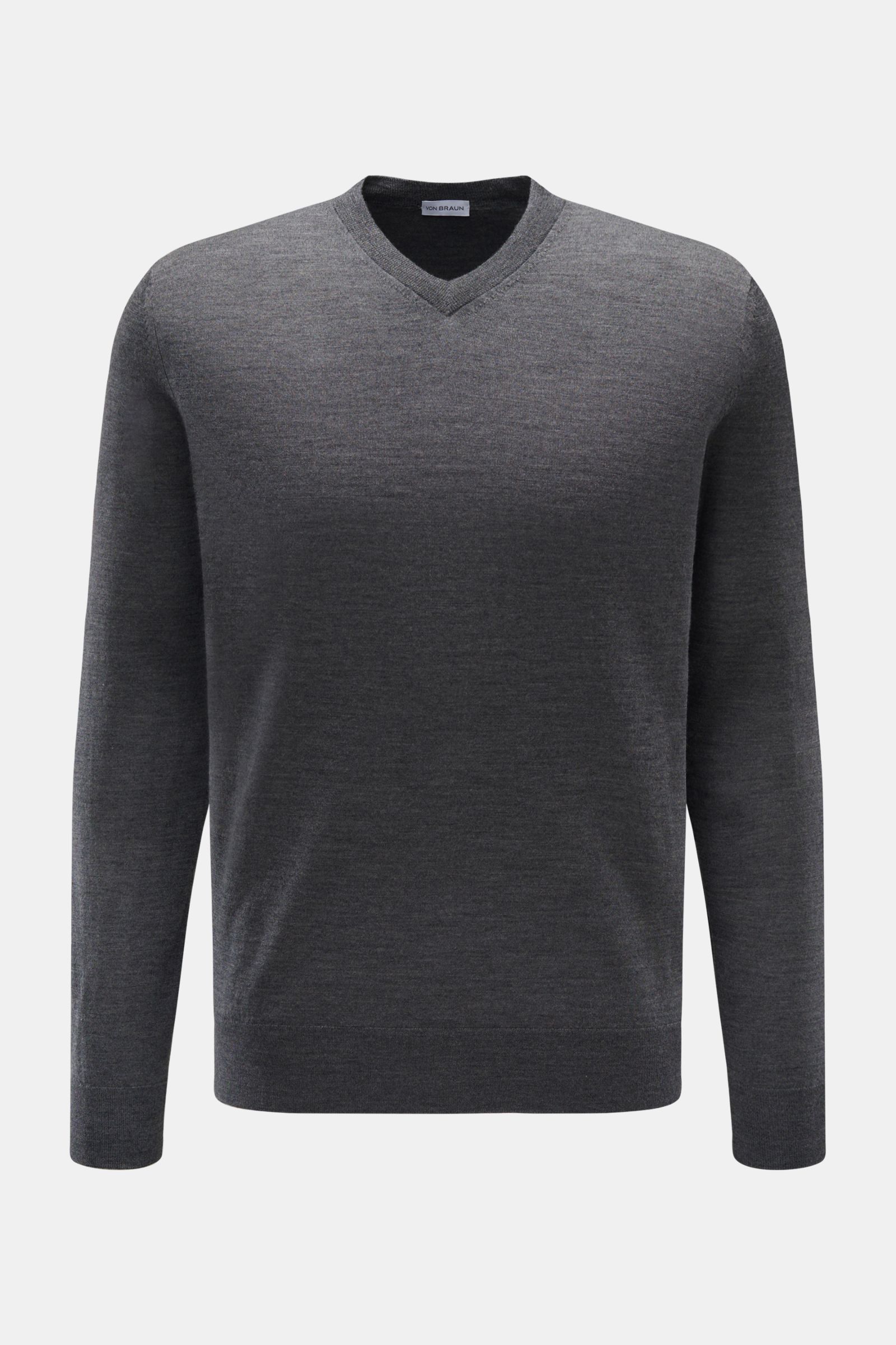 von Braun Merino V-Neck Pullover dunkelgrau meliert