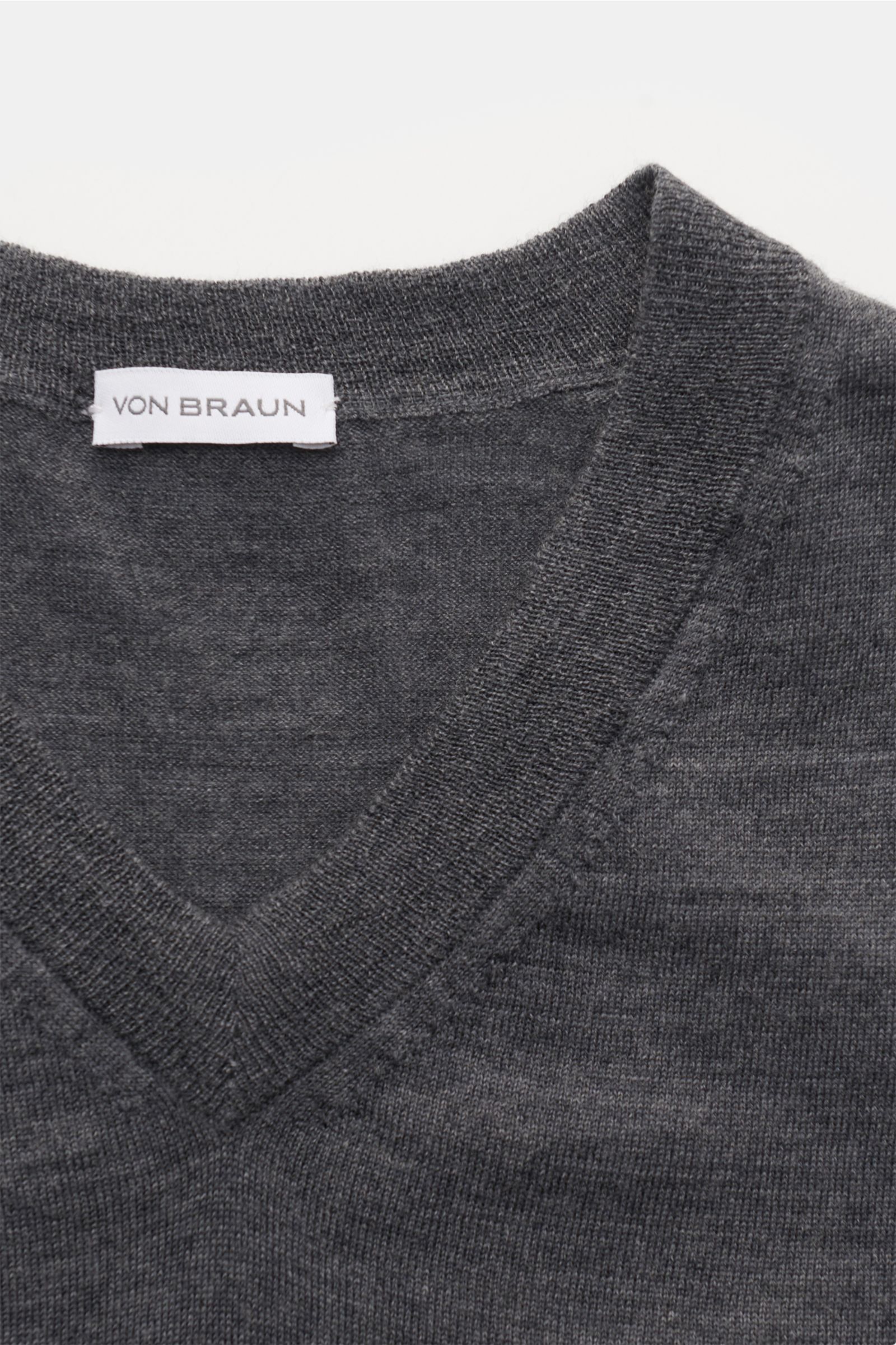 von Braun Merino V-Neck Pullover dunkelgrau meliert
