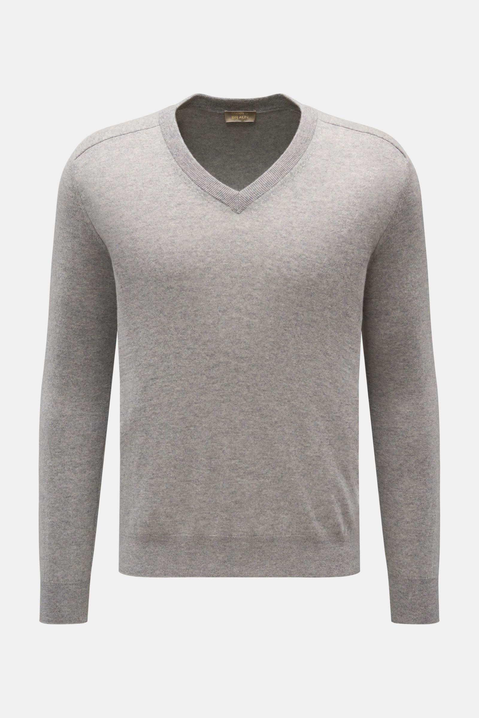 CRUCIANI cashmere V-neck jumper grey mottled | BRAUN Hamburg CRUCIANI cashmere V-neck jumper grey mottled | BRAUN Hamburg