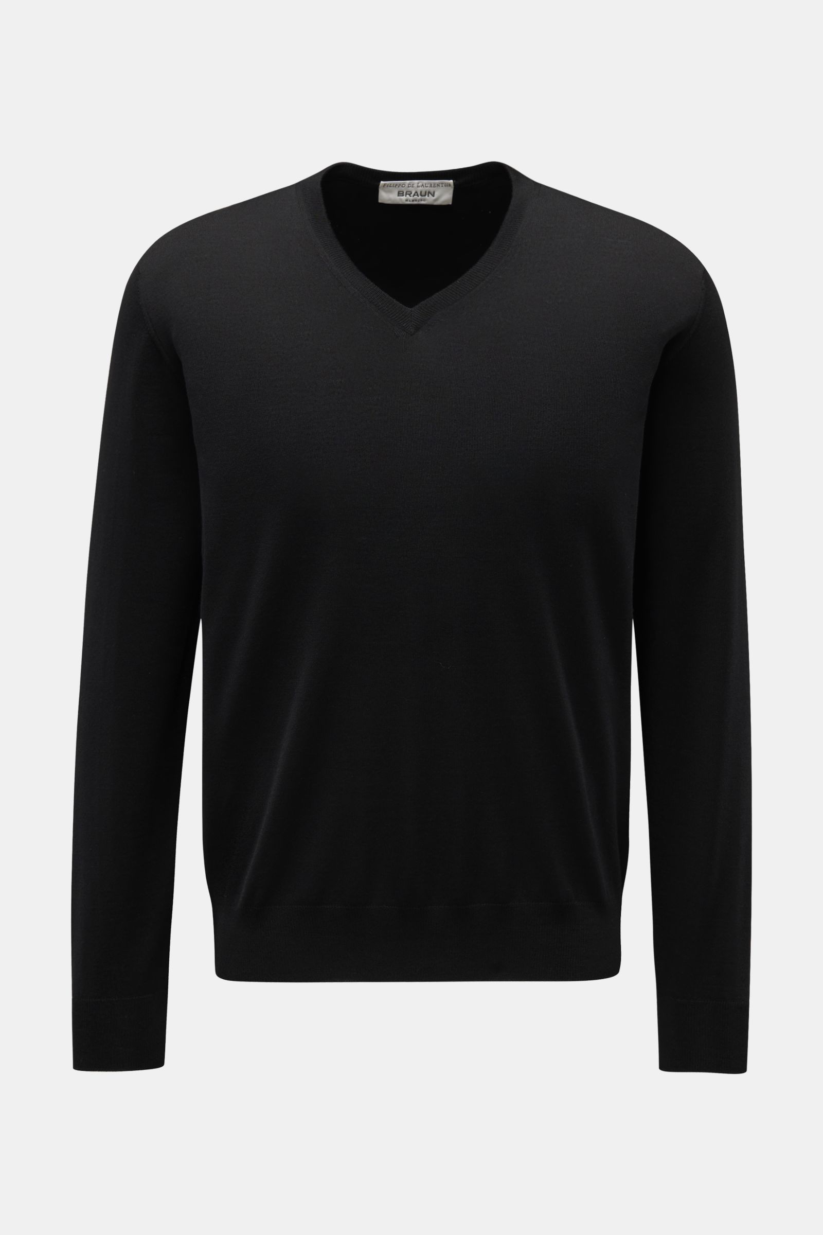 Filippo de Laurentiis Merino Feinstrick V-Neck Pullover schwarz