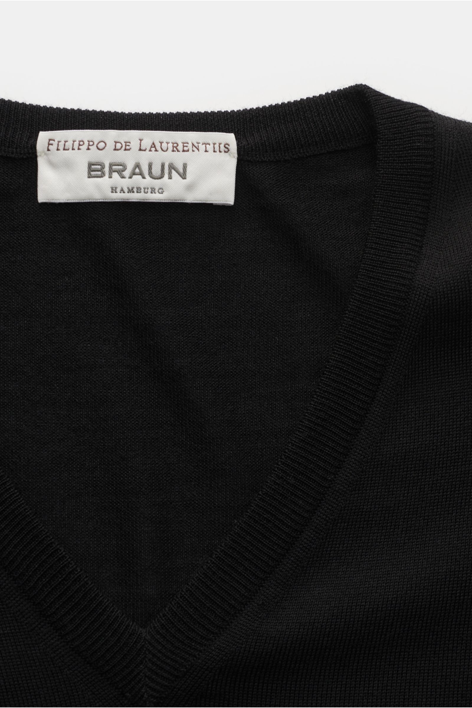 Filippo de Laurentiis Merino Feinstrick V-Neck Pullover schwarz