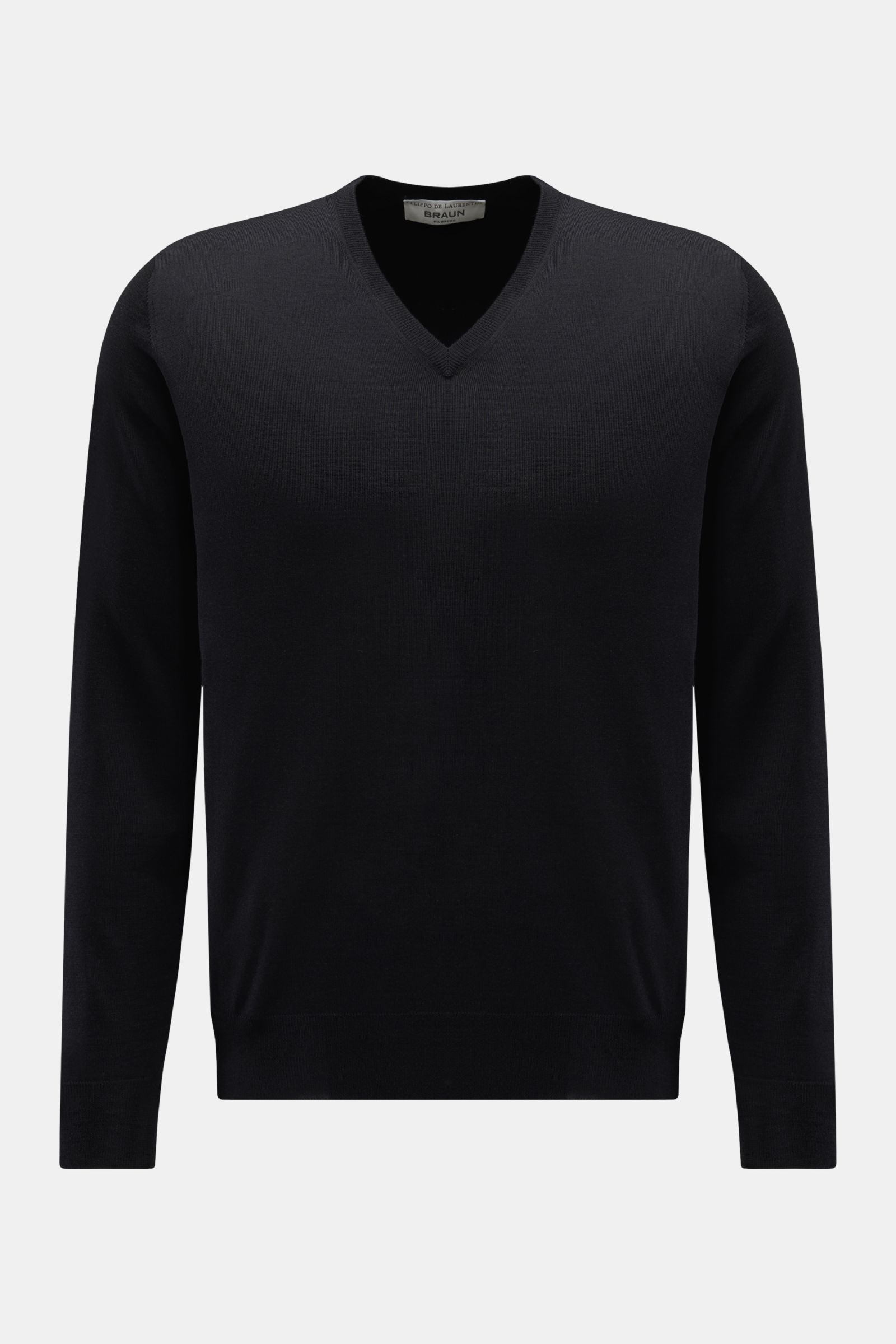 Filippo de Laurentiis Merino fine knit V-neck jumper dark navy