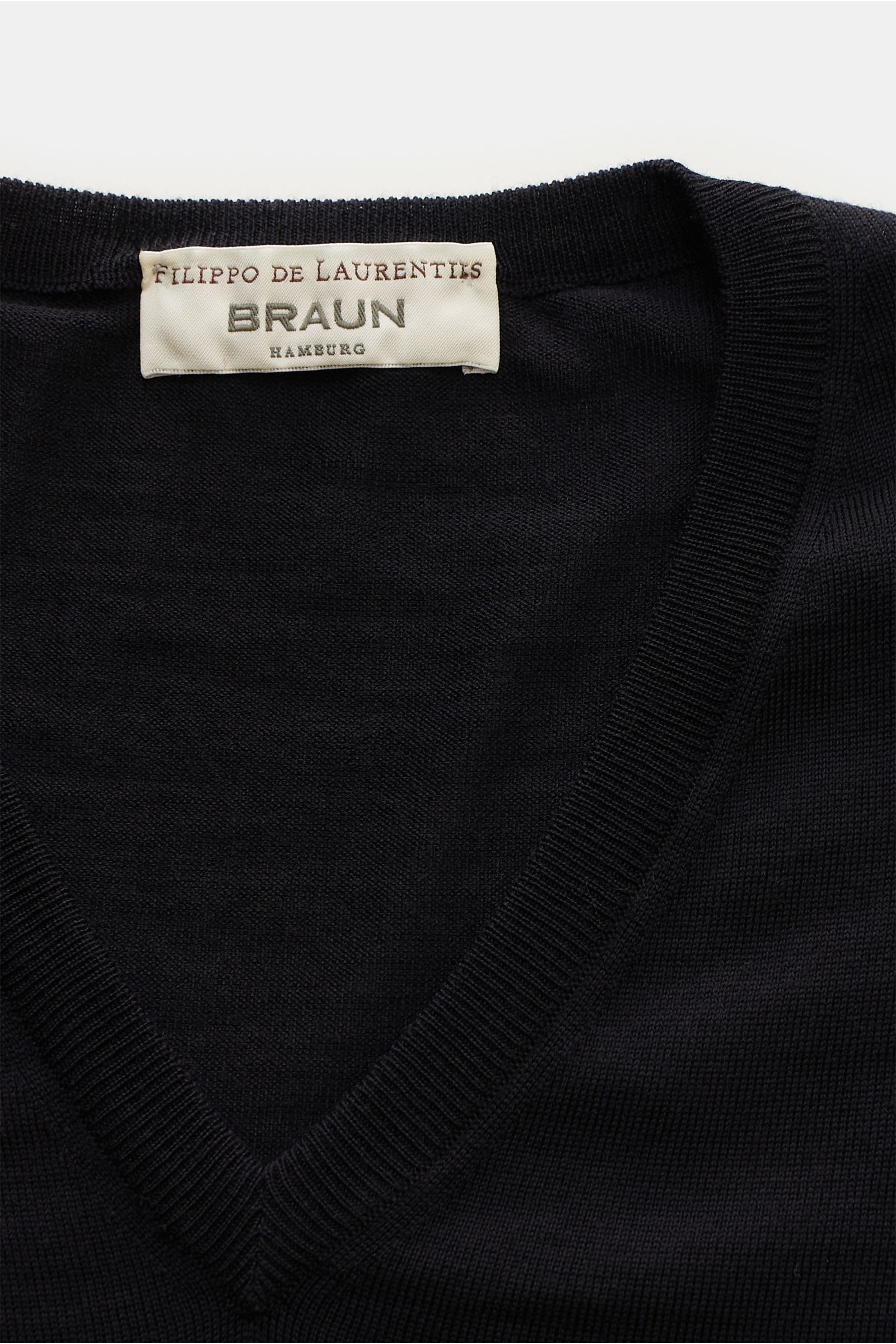 Filippo de Laurentiis Merino fine knit V-neck jumper dark navy