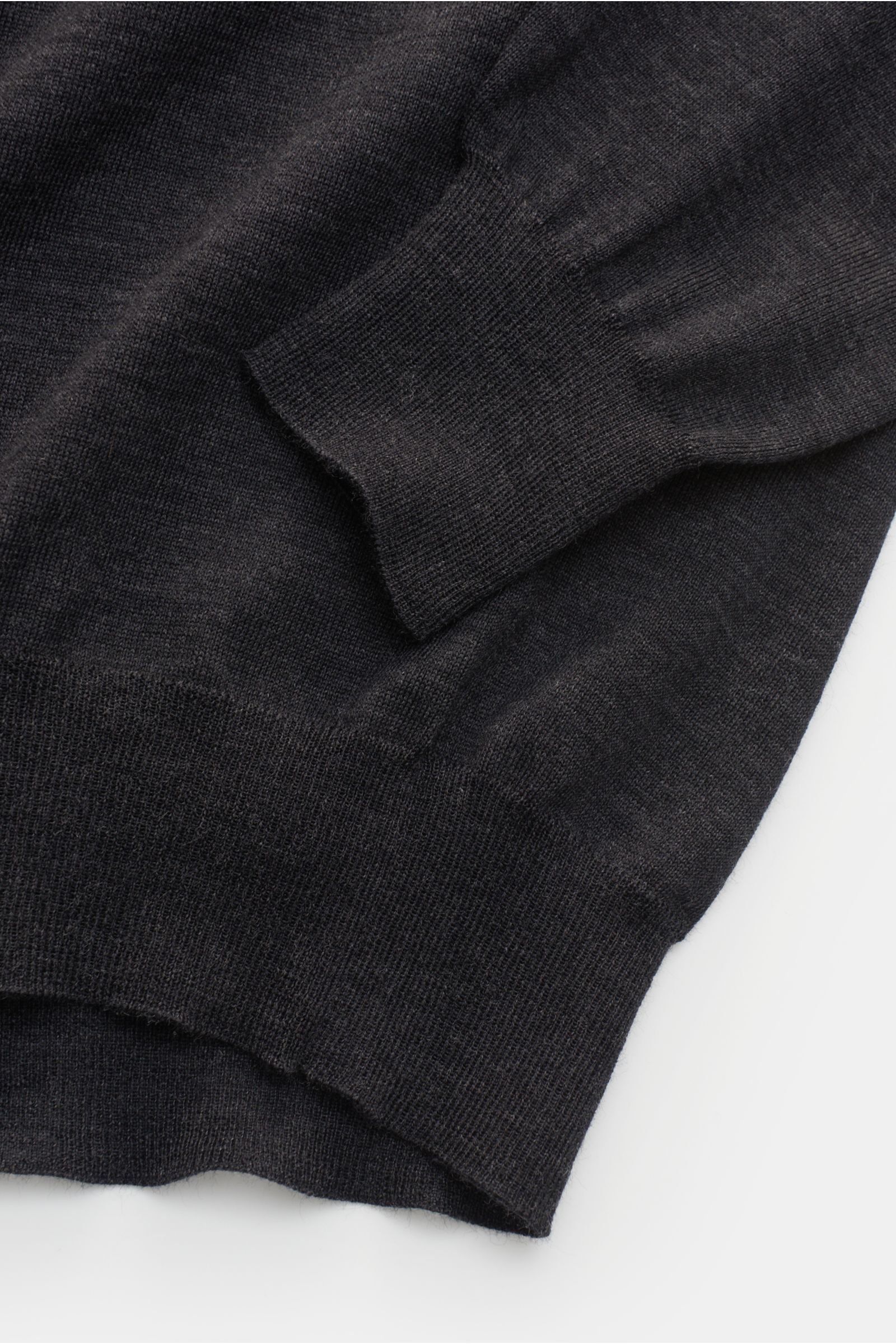 Filippo de Laurentiis Merino Feinstrick V-Neck Pullover dunkelgrau meliert