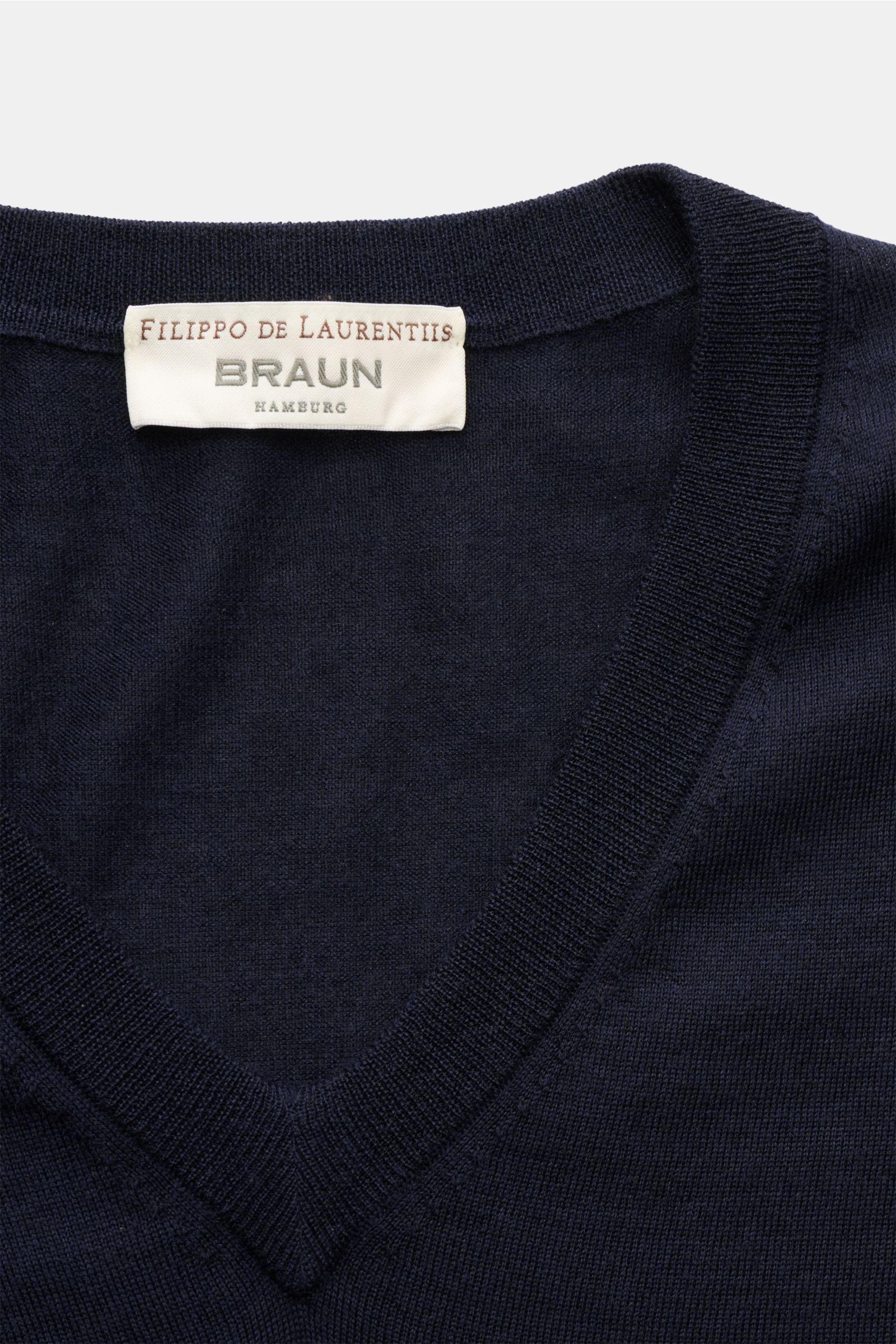 Filippo de Laurentiis Feinstrick-V-Neck Pullover navy